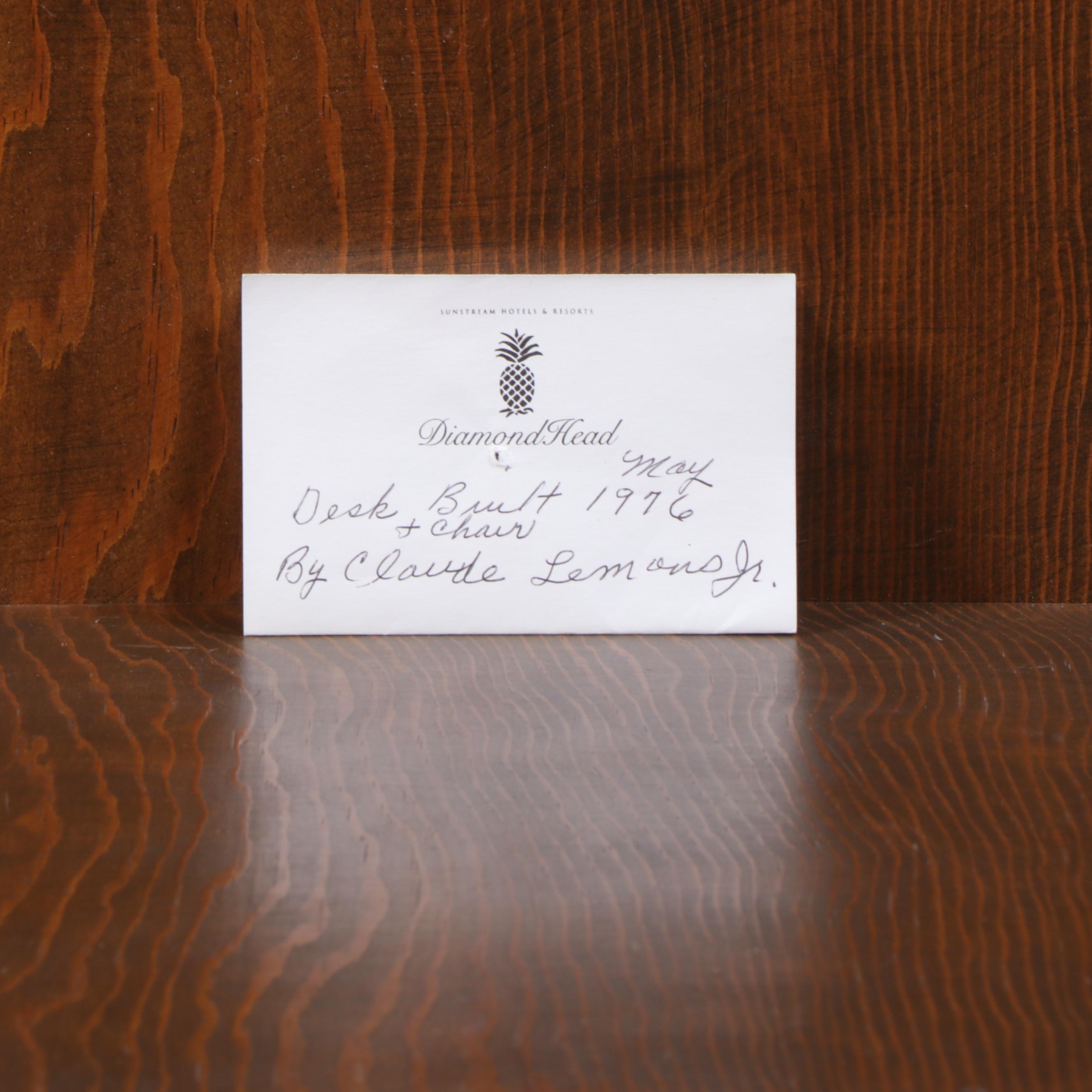 Claude Lemons Jr. Colonial Style Pine and Oak Secretary Bookcase with Side Chair