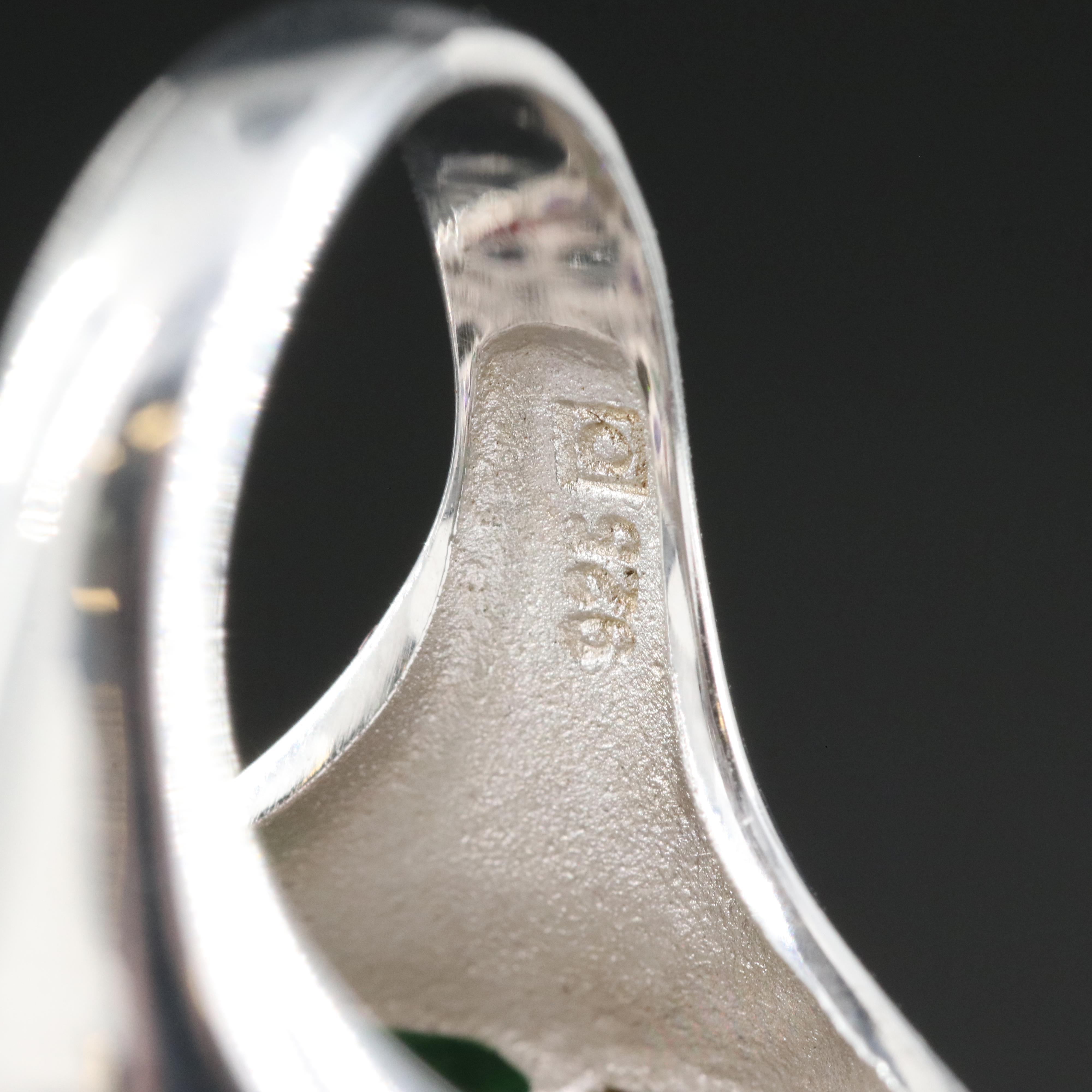 Sterling Cubic Zirconia, Rhinestone and Glass Bombé Ring