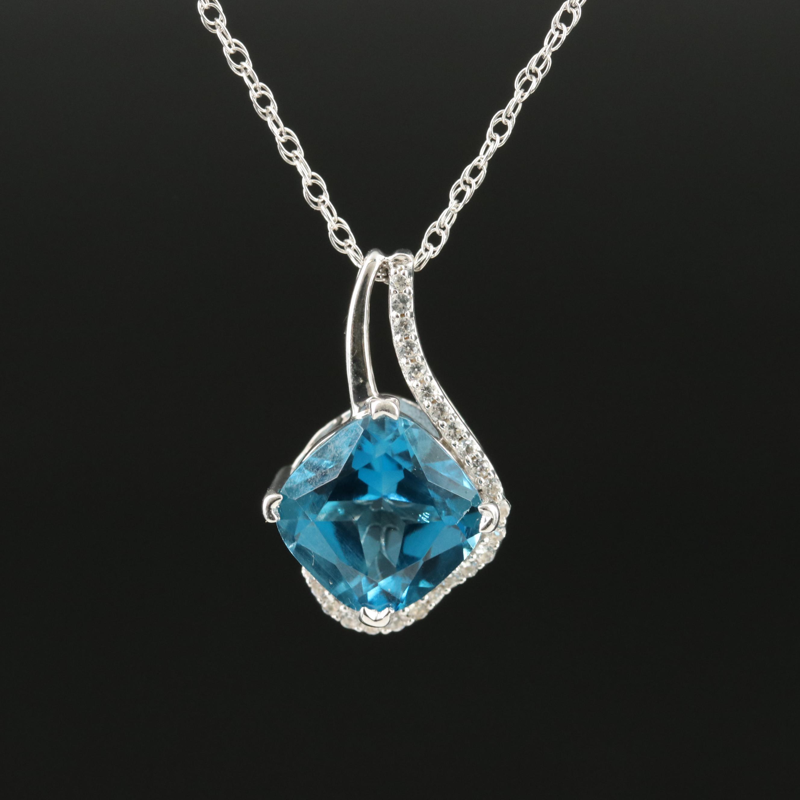 Sterling London Blue Topaz Pendant Necklace