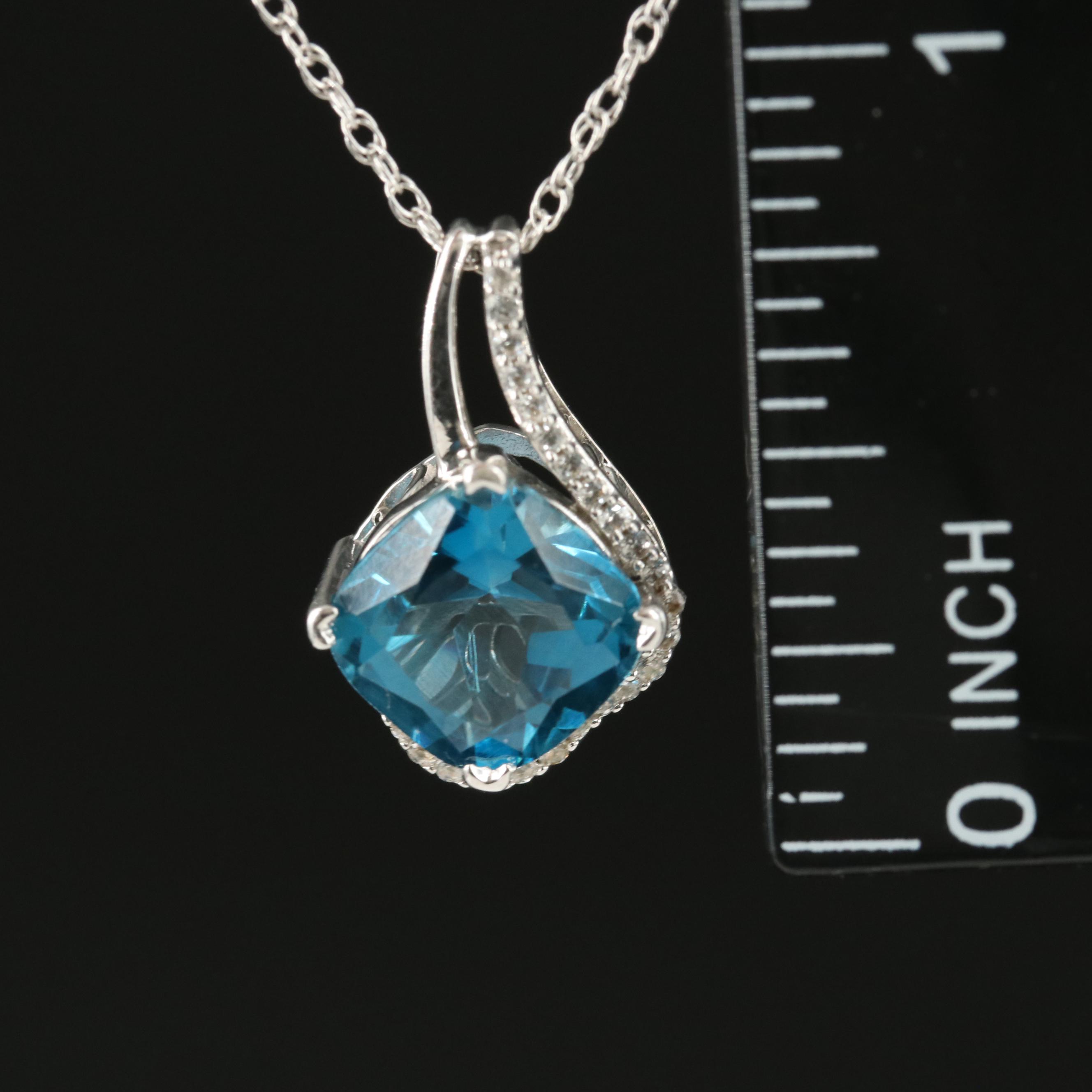 Sterling London Blue Topaz Pendant Necklace