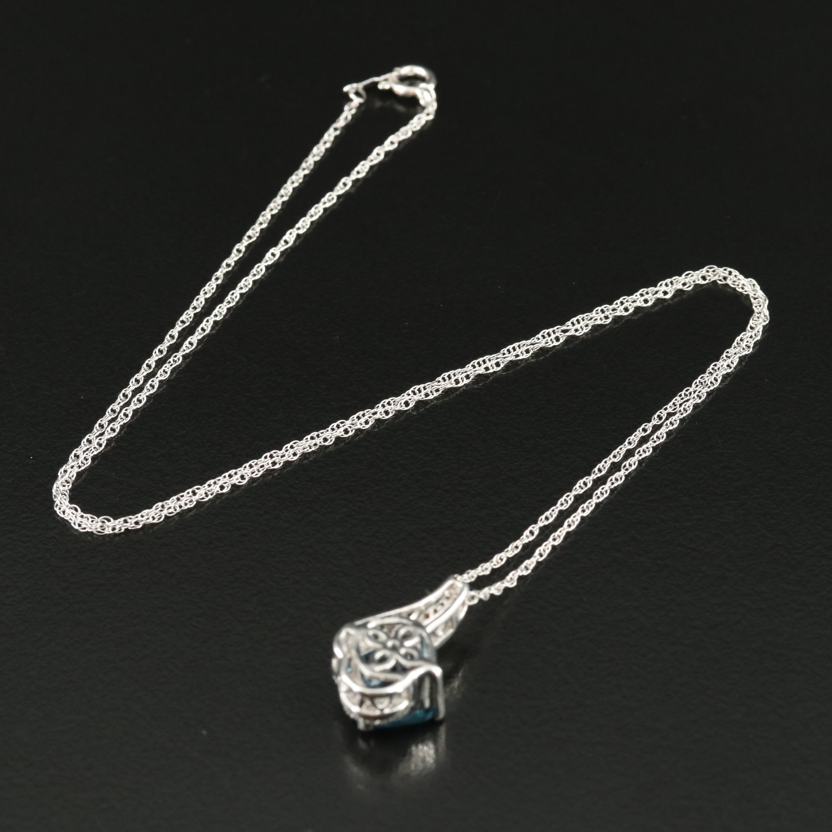 Sterling London Blue Topaz Pendant Necklace