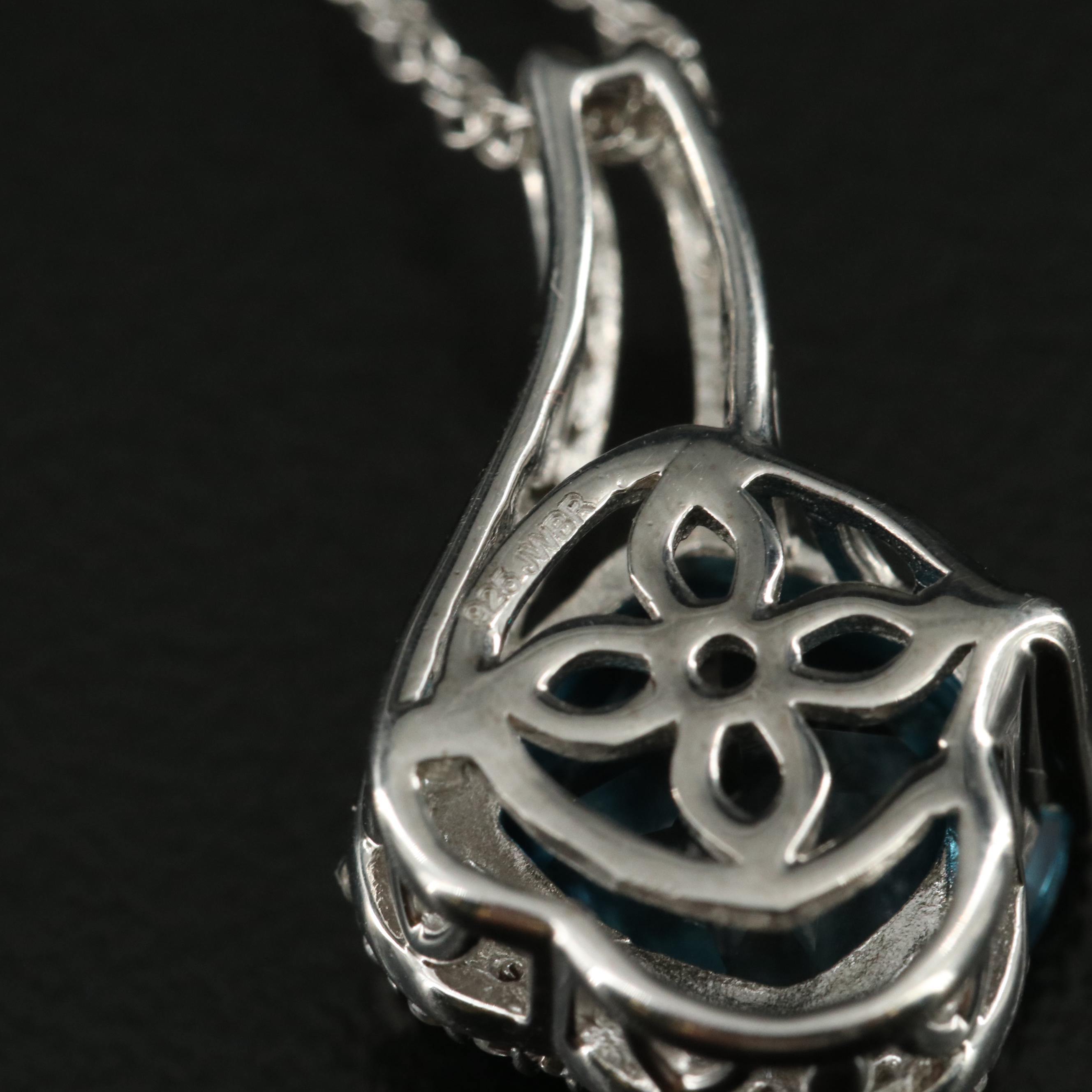 Sterling London Blue Topaz Pendant Necklace