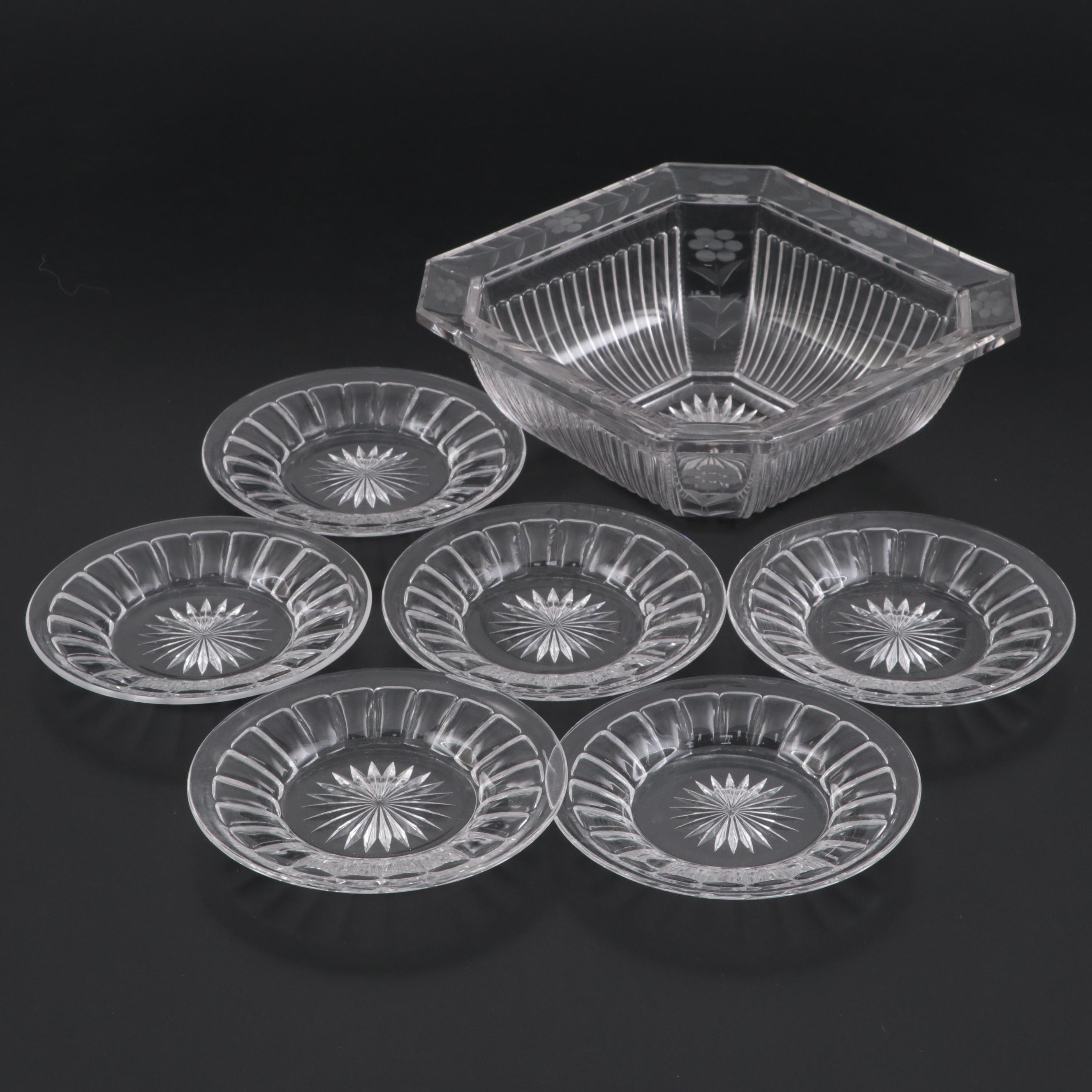 Heisey "Colonial Clear" Plates and Other Bowl, Mid-20th Century