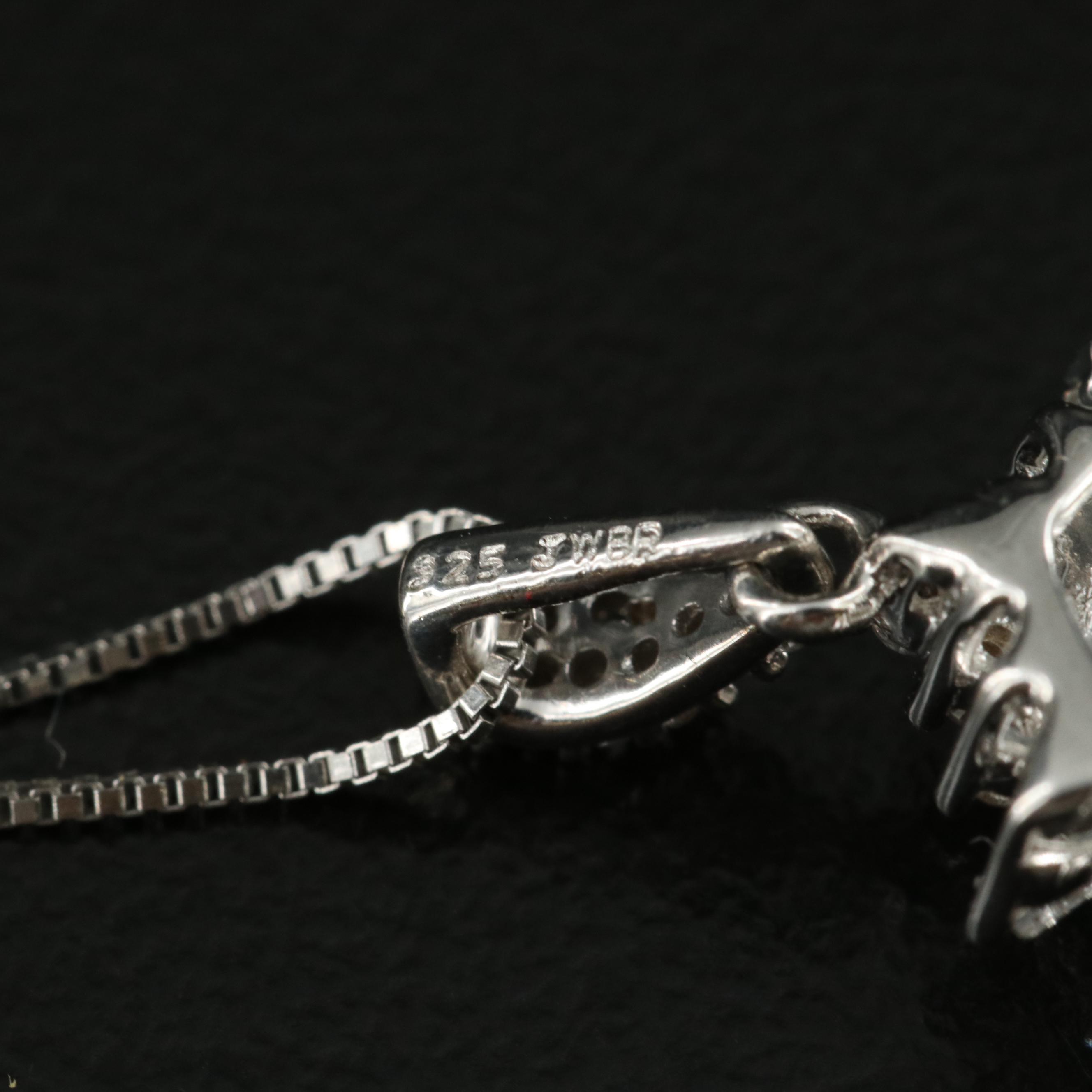 Sterling Opal and White Sapphire Pendant Necklace