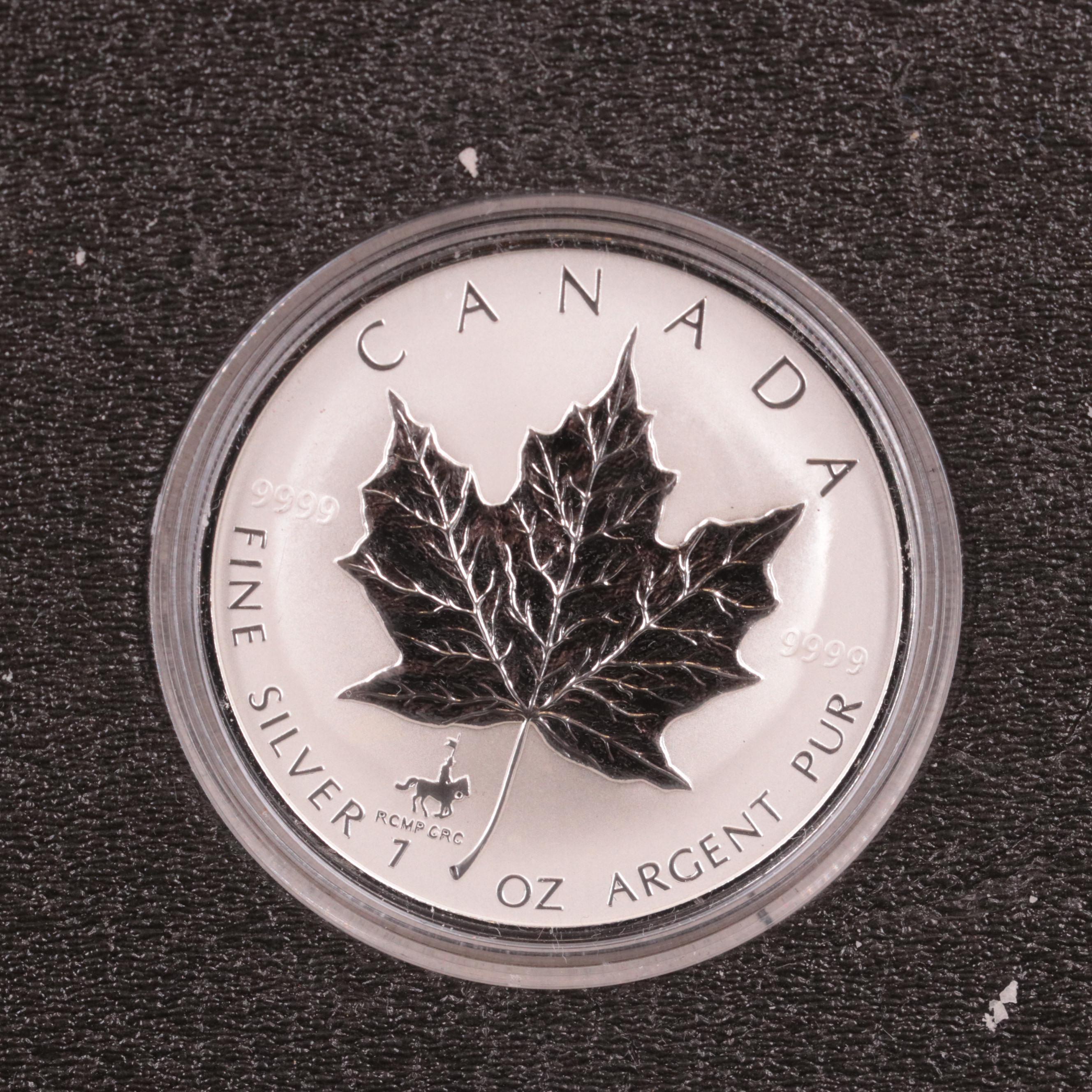 Canada 1998 Silver Maple Leaf Along With a Commemorative Set For the RCMP