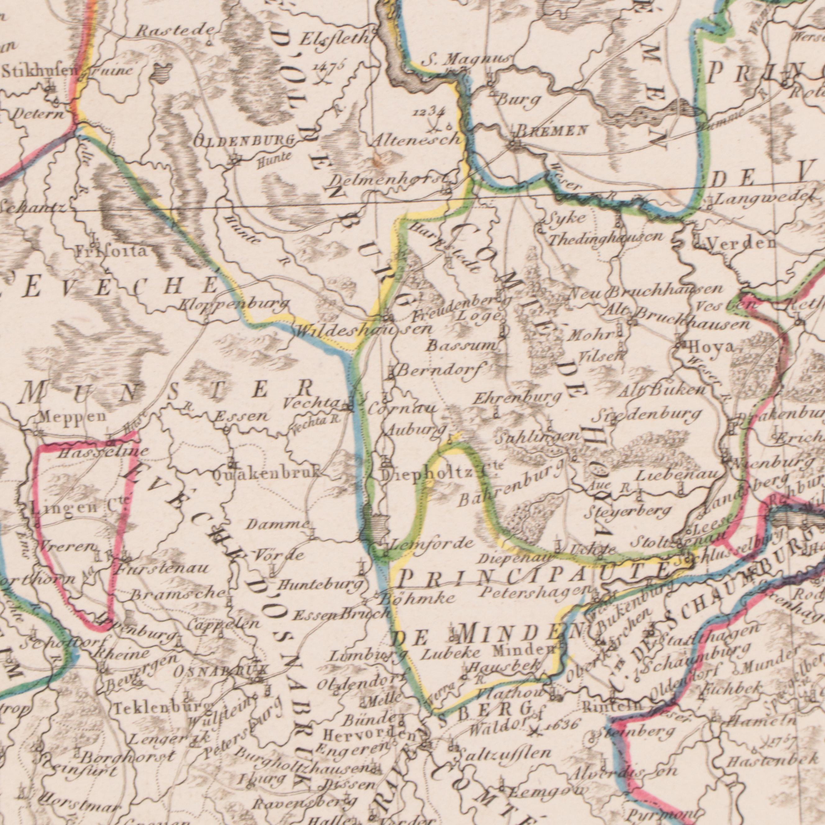 Rigobert Bonne Hand-Colored Map "Cercle de Westphalie. Partie Septentrionale."
