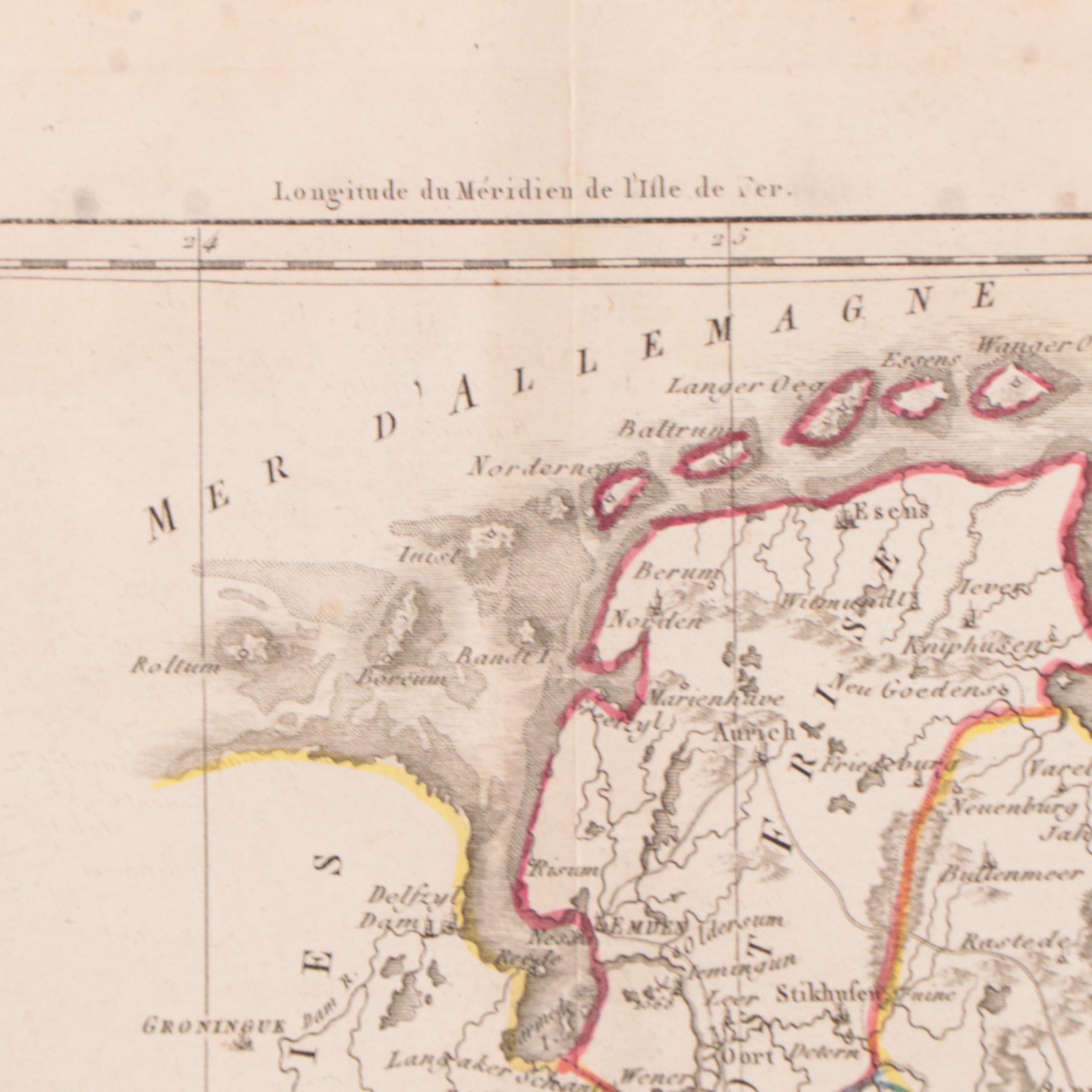 Rigobert Bonne Hand-Colored Map "Cercle de Westphalie. Partie Septentrionale."