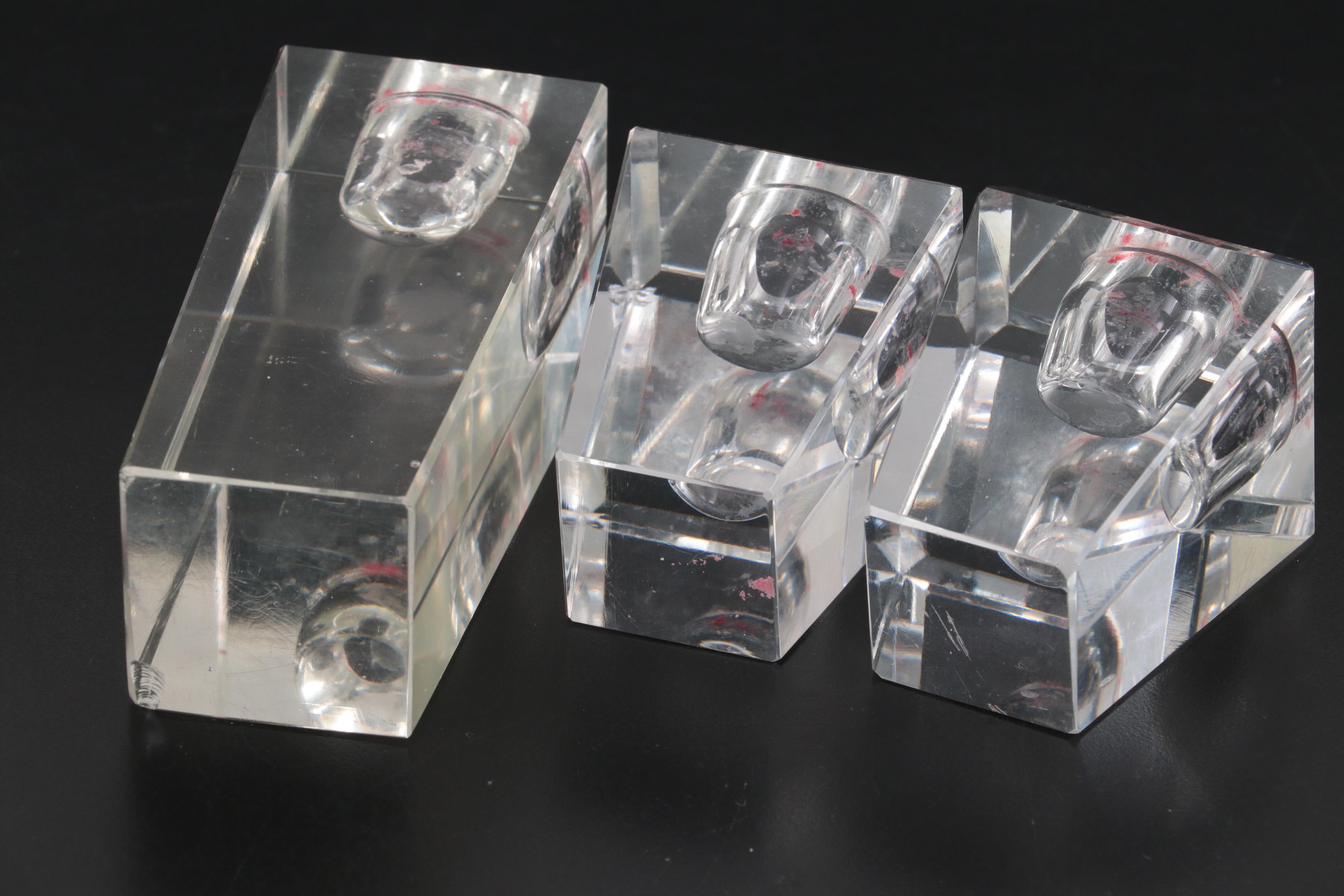 Cubist Plain Faceted Glass Candle Holders
