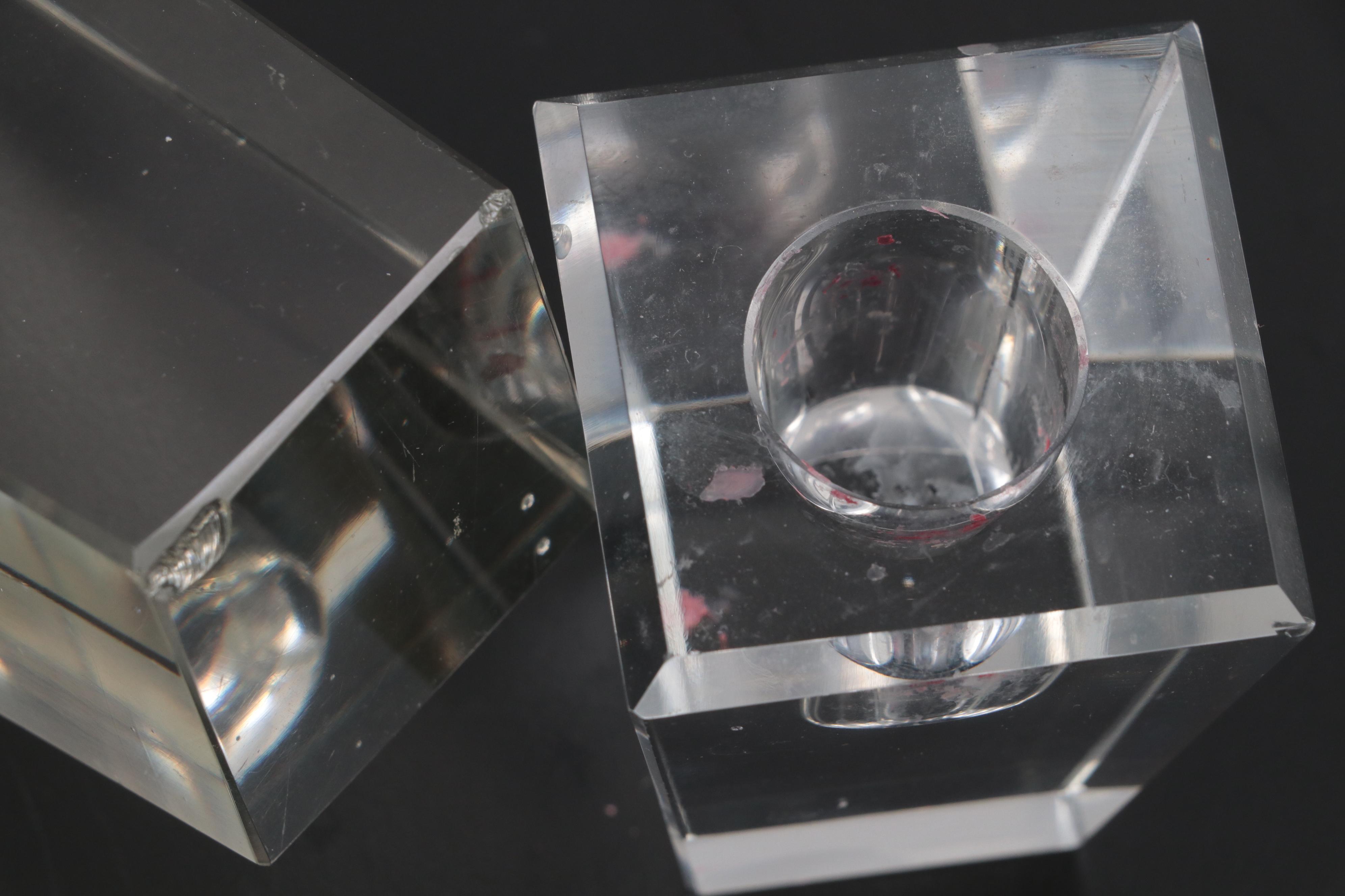 Cubist Plain Faceted Glass Candle Holders