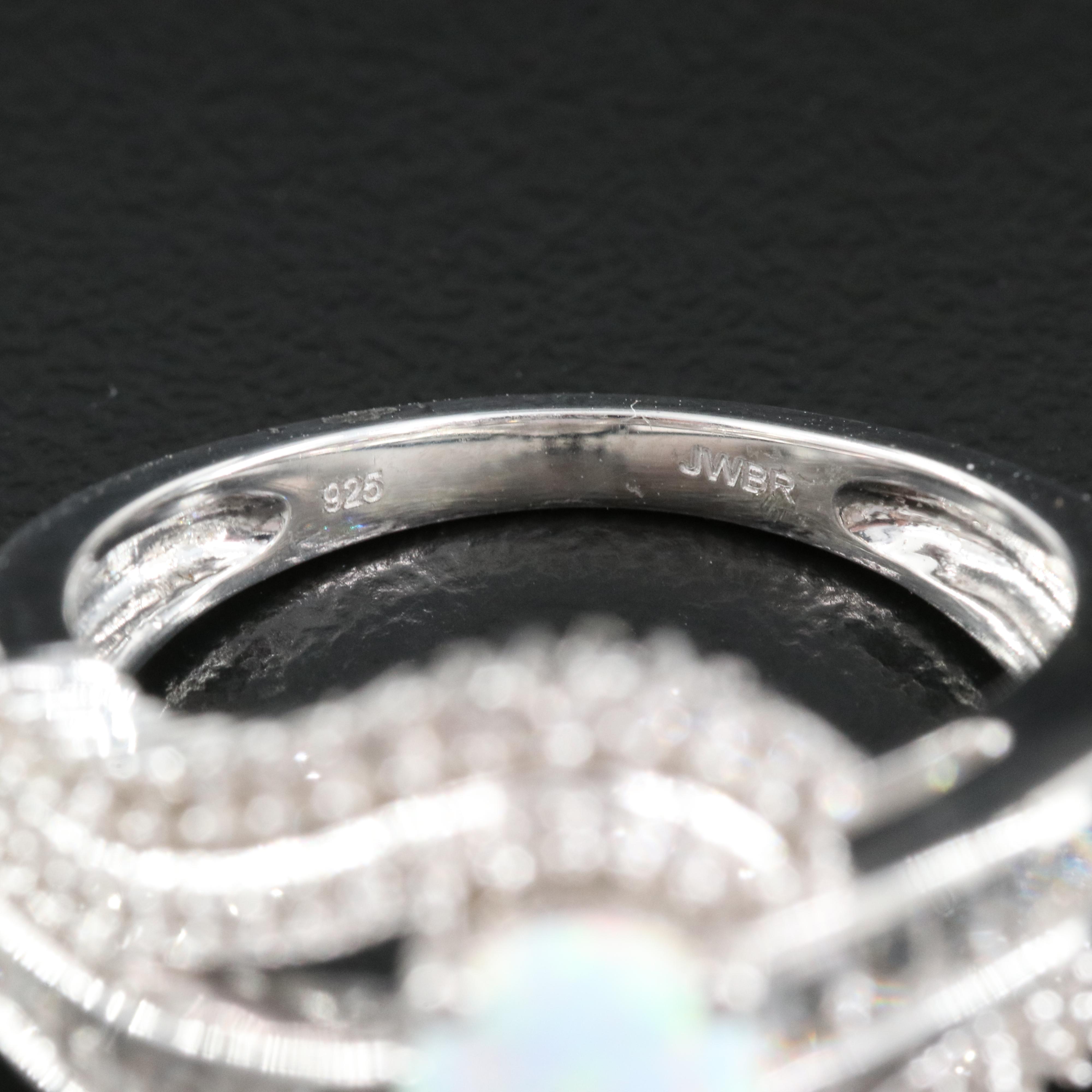 Sterling Opal and Sapphire Ring