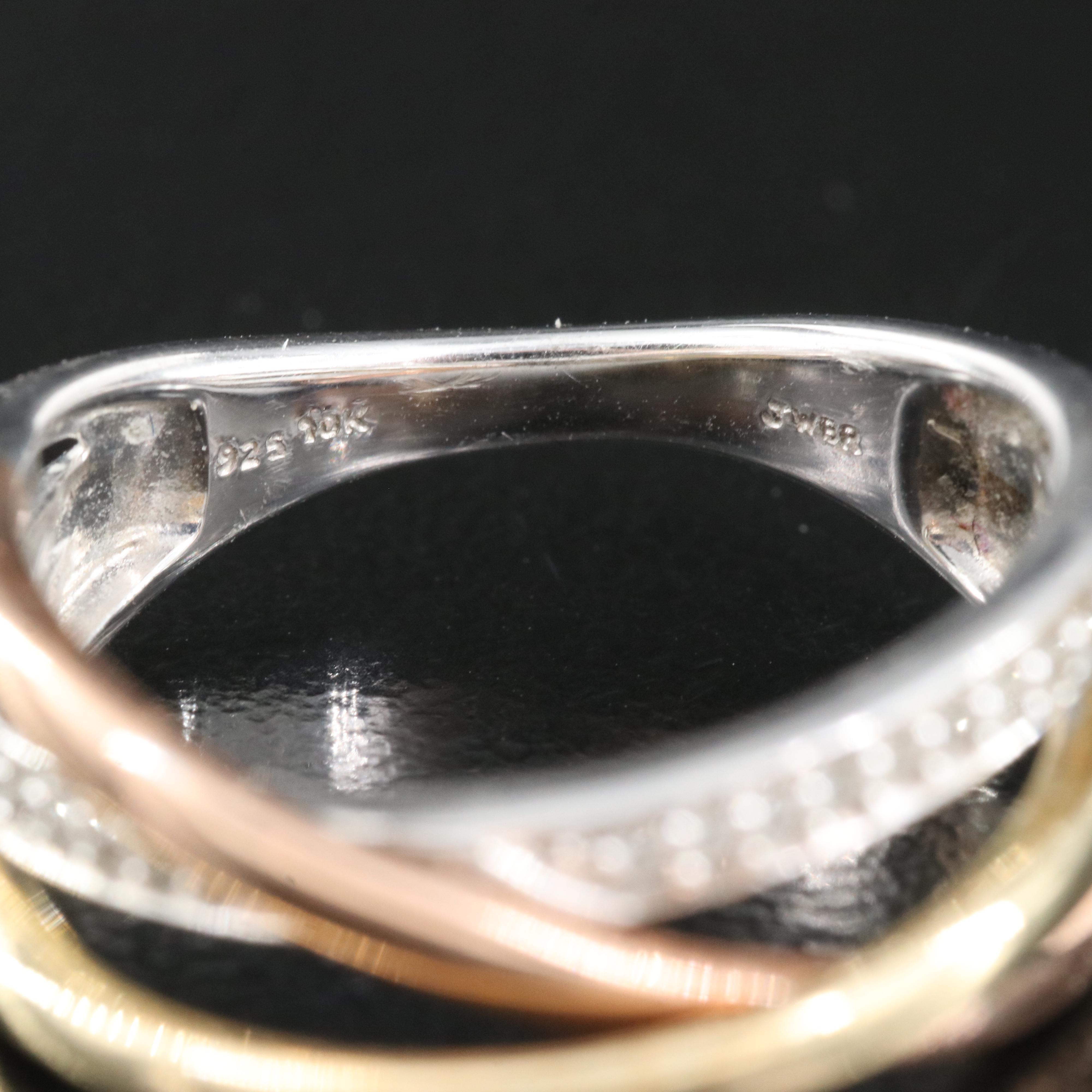 Sterling Sapphire Crossover Ring with 10K Rose and Yellow Gold Accents