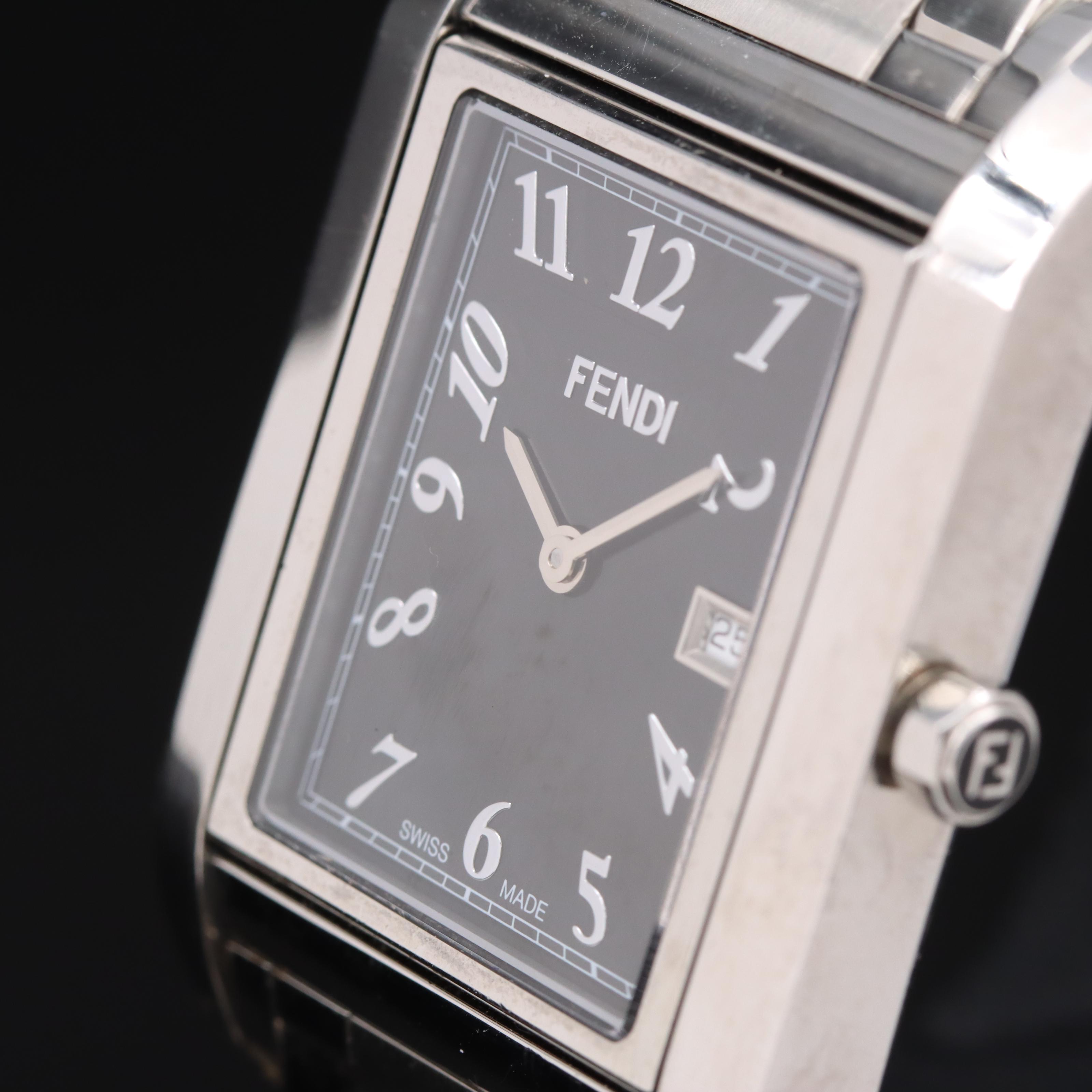 Fendi Orologi Flip Face Stainless Steel Watch