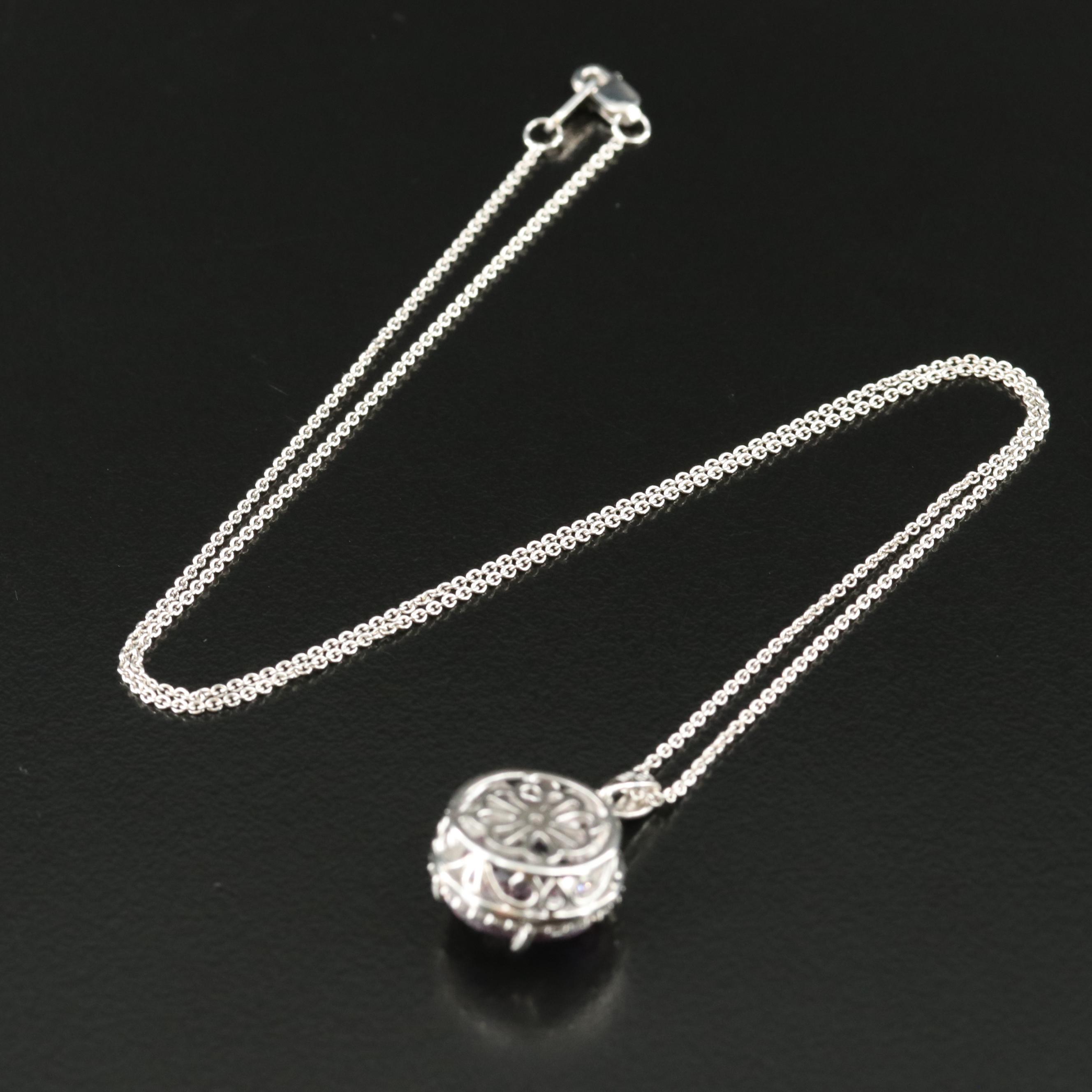 Sterling Amethyst and White Sapphire Pendant Necklace