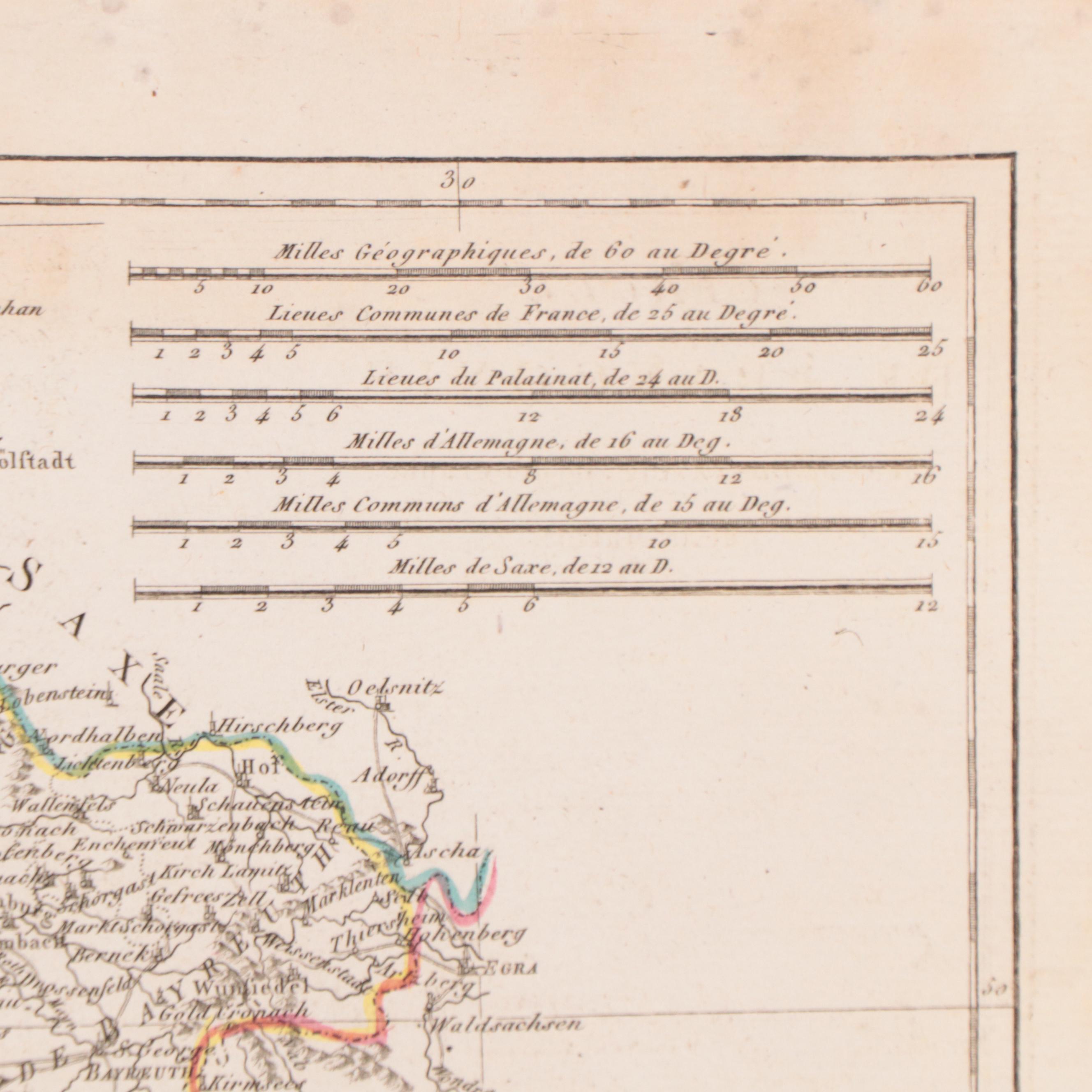 Rigobert Bonne Hand-Colored Map "Cercle de Franconie," 1790