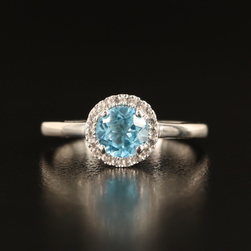 Sterling Sky Blue Topaz and White Sapphire Ring