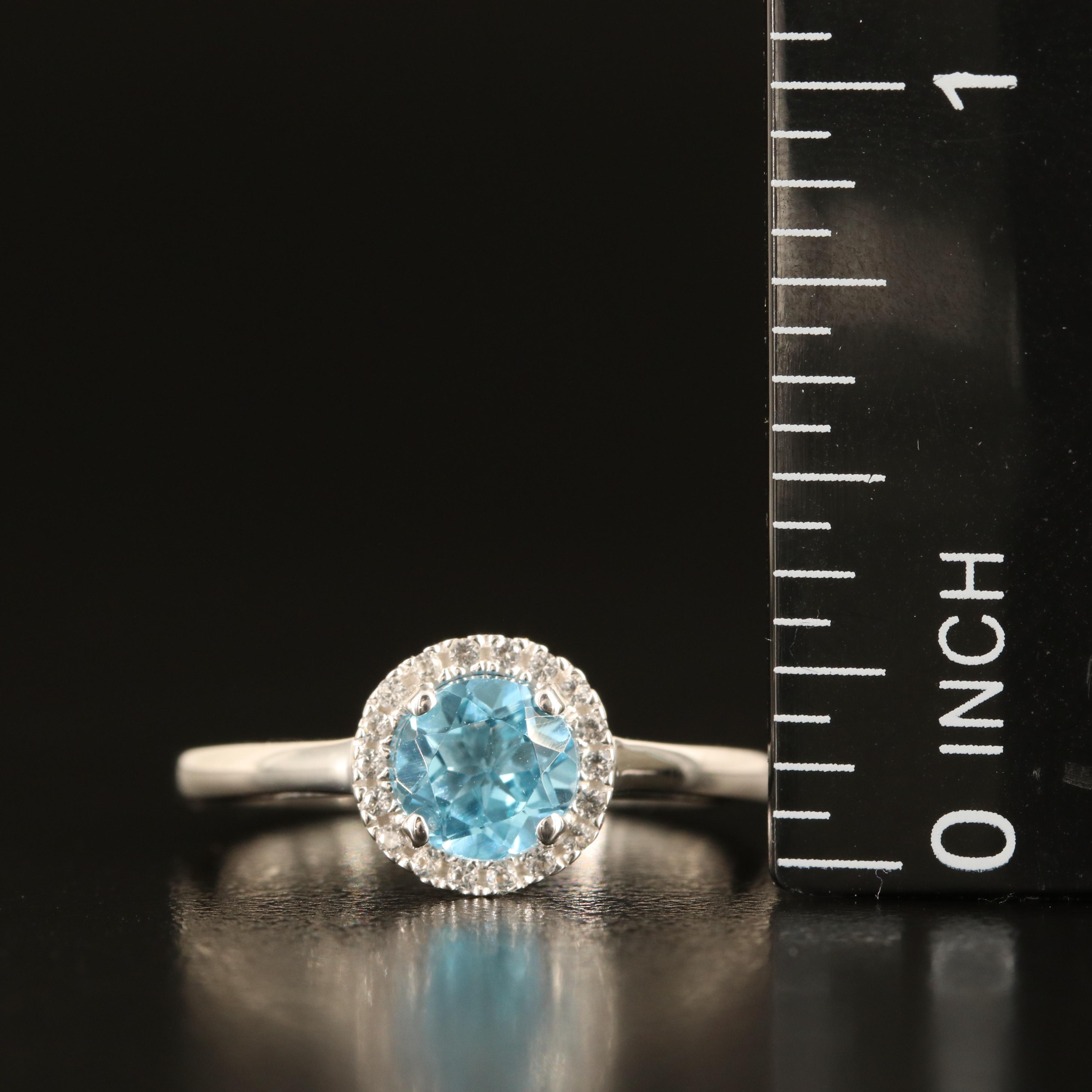 Sterling Sky Blue Topaz and White Sapphire Ring