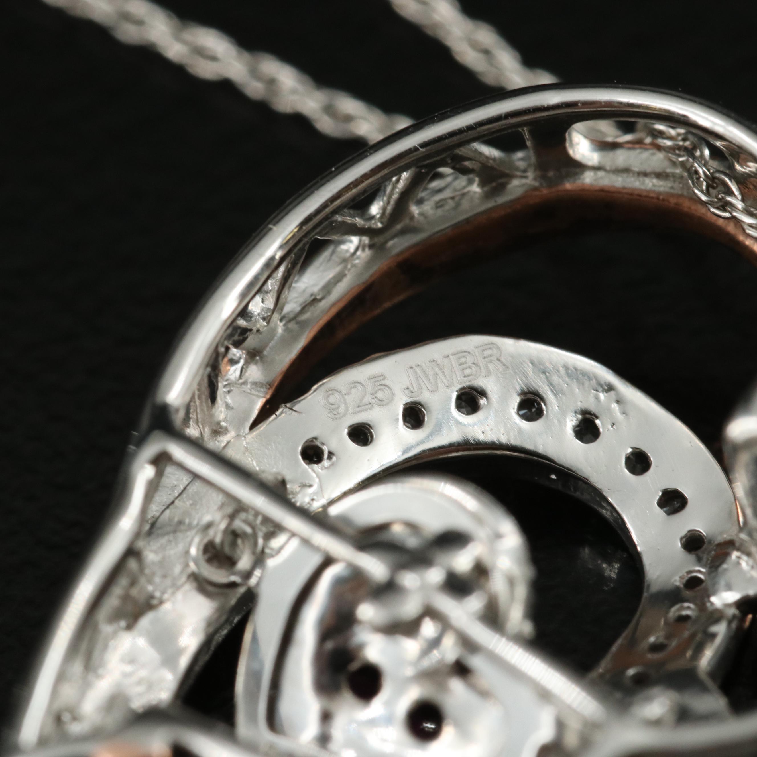 Sterling Ruby and Sapphire Heart Pendant Necklace