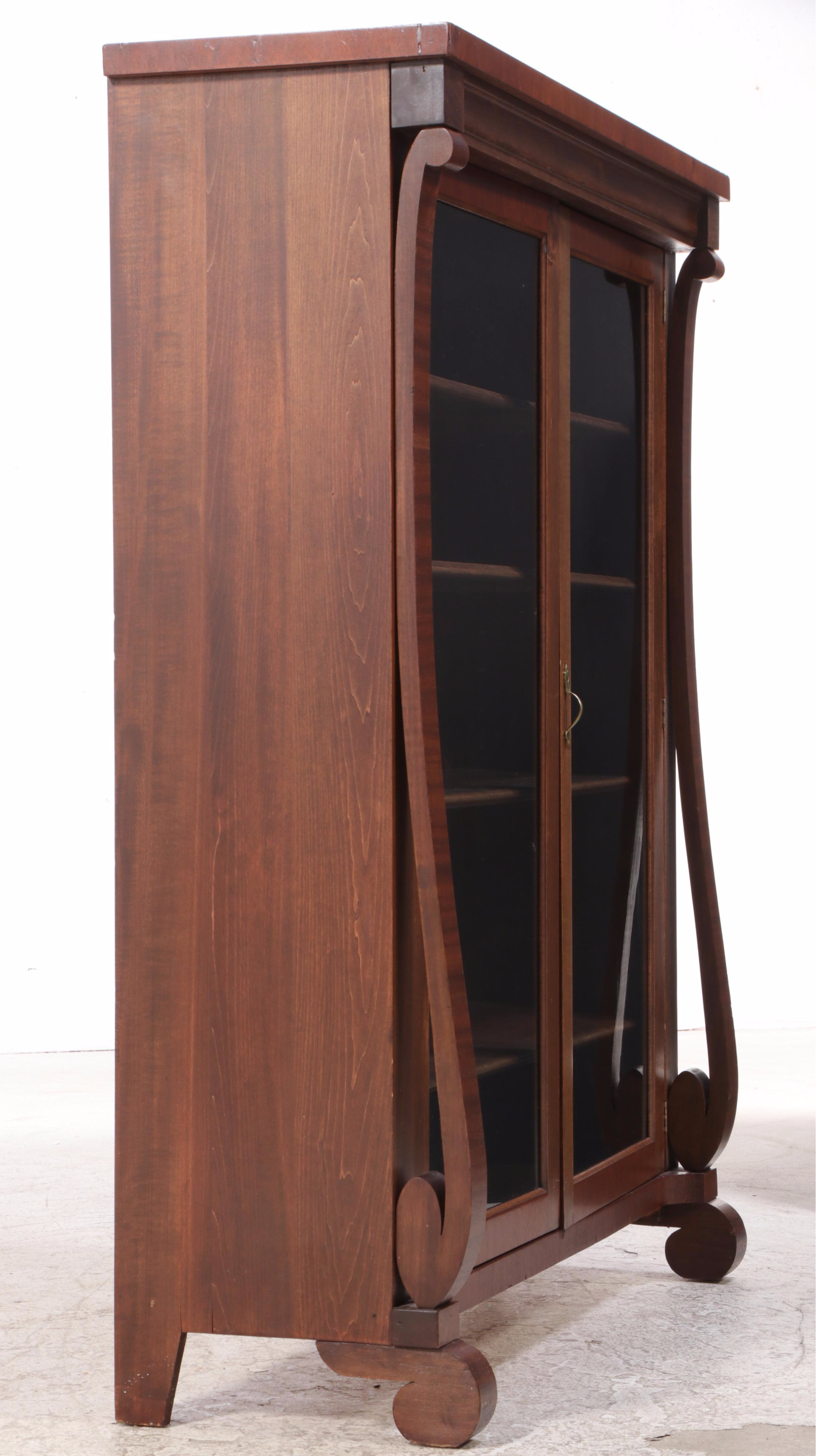 American Empire Revival Mahogany-Stained Bookcase, Early 20th Century