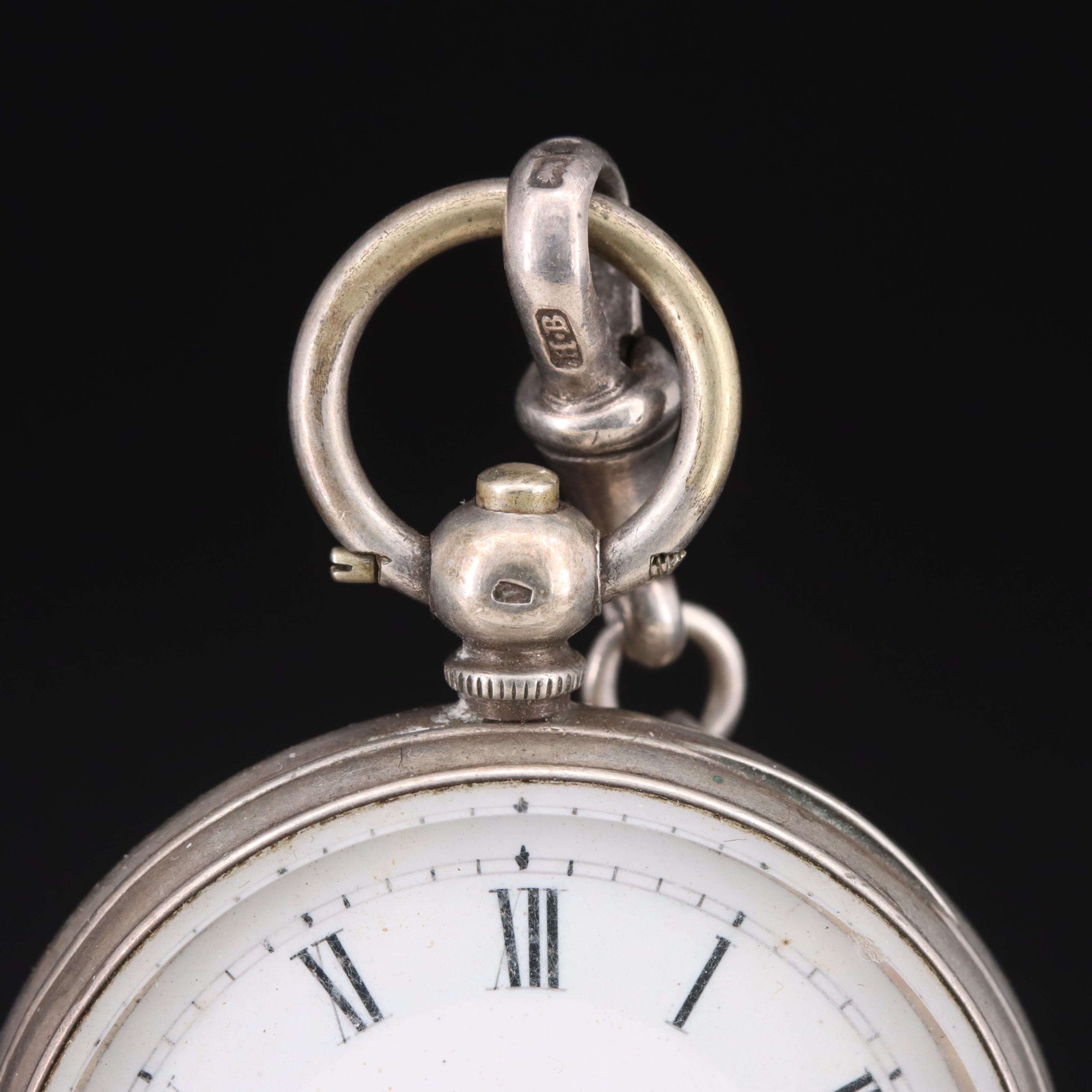 800 Silver Key Wind and Set Vintage Pocket Watch