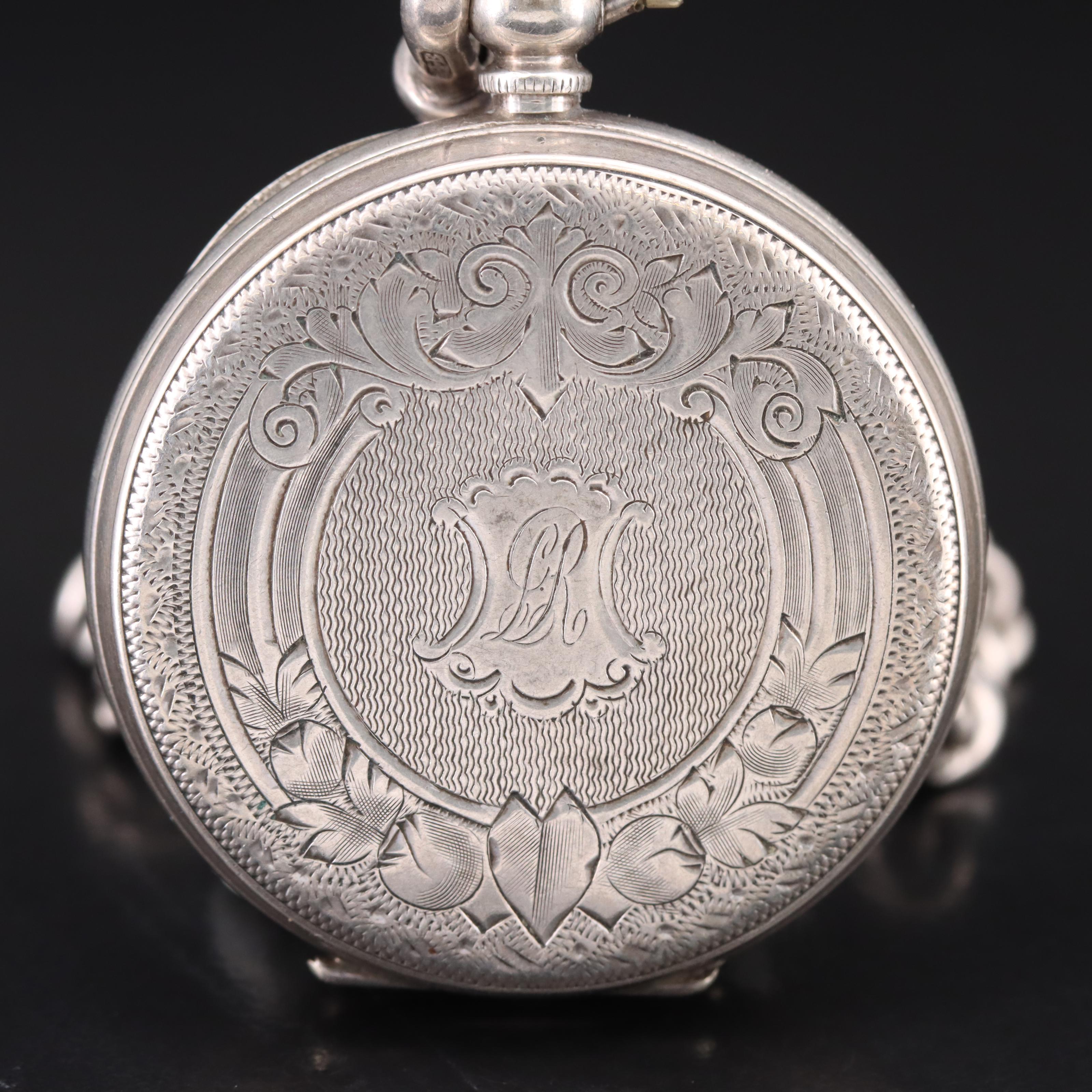 800 Silver Key Wind and Set Vintage Pocket Watch