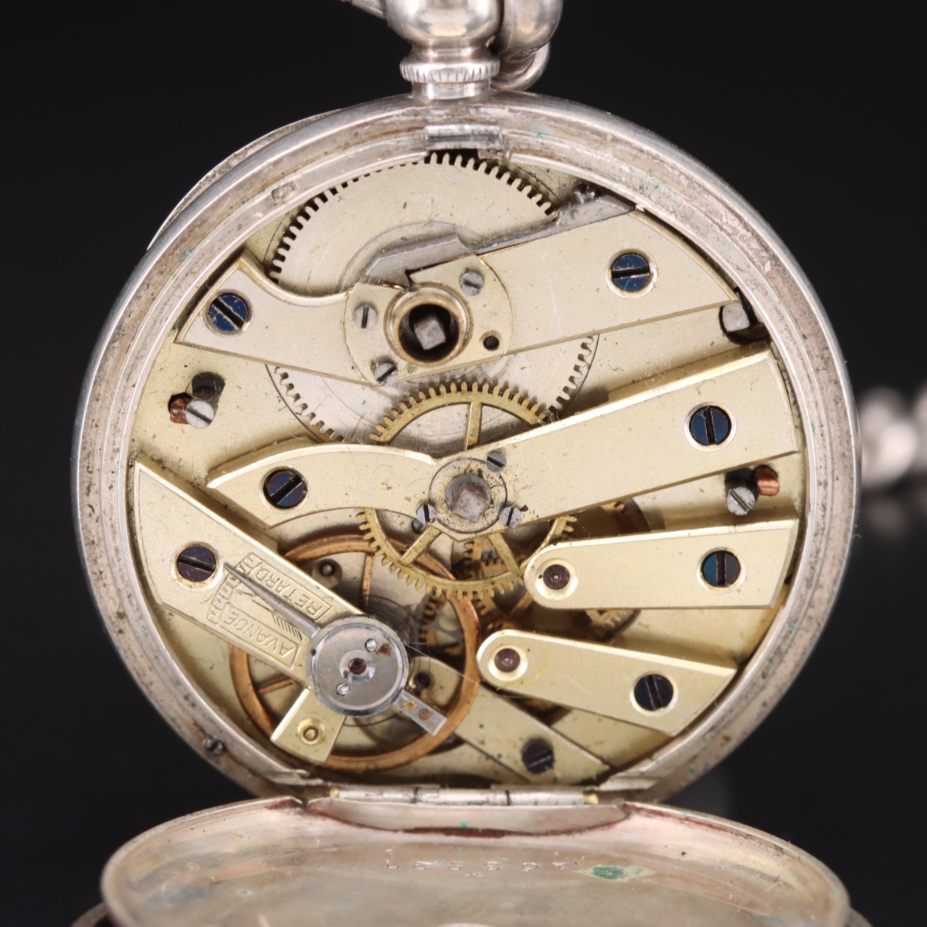 800 Silver Key Wind and Set Vintage Pocket Watch