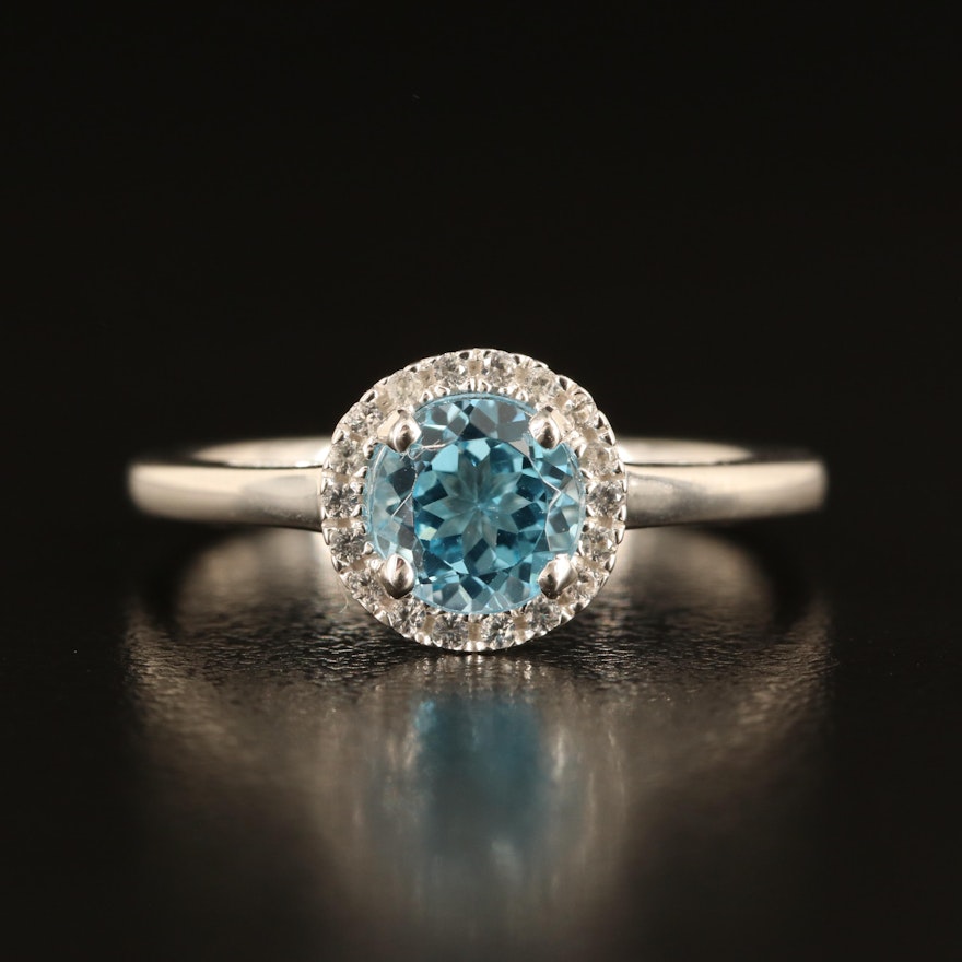 Sterling Sky Blue Topaz and White Sapphire Ring
