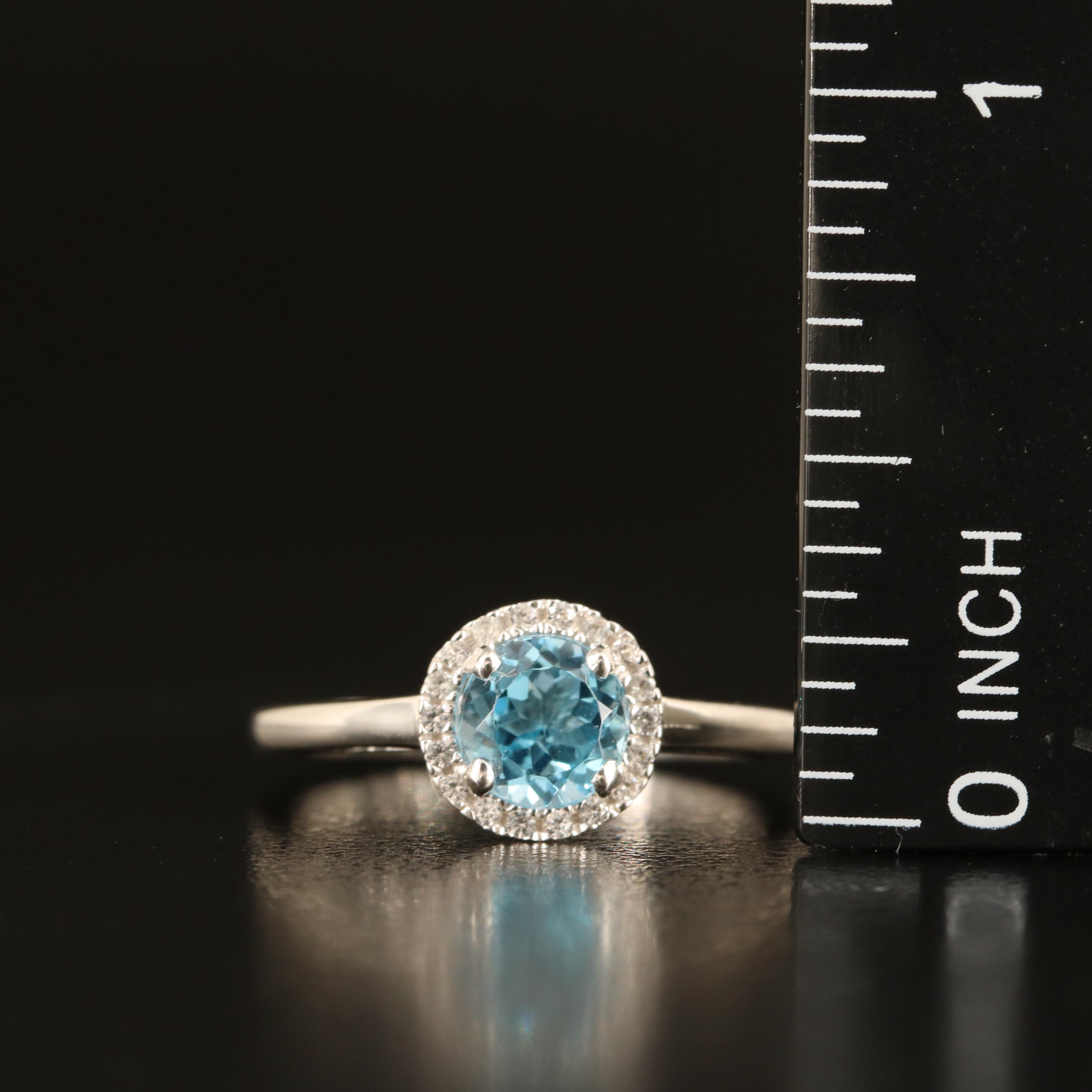 Sterling Sky Blue Topaz and White Sapphire Ring