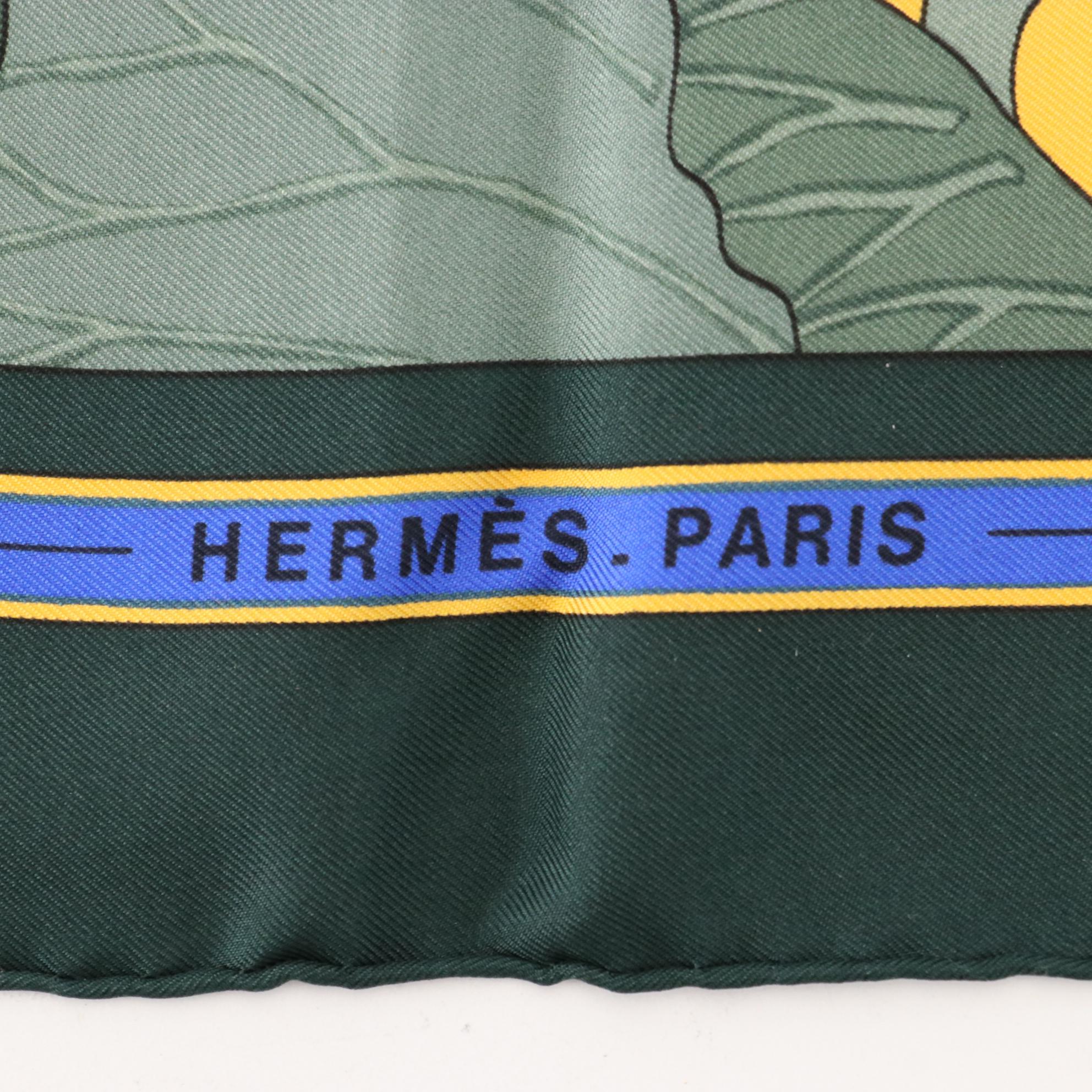 Hermès "Fleurs de Lotus" Scarf 90 in Silk Twill with Box