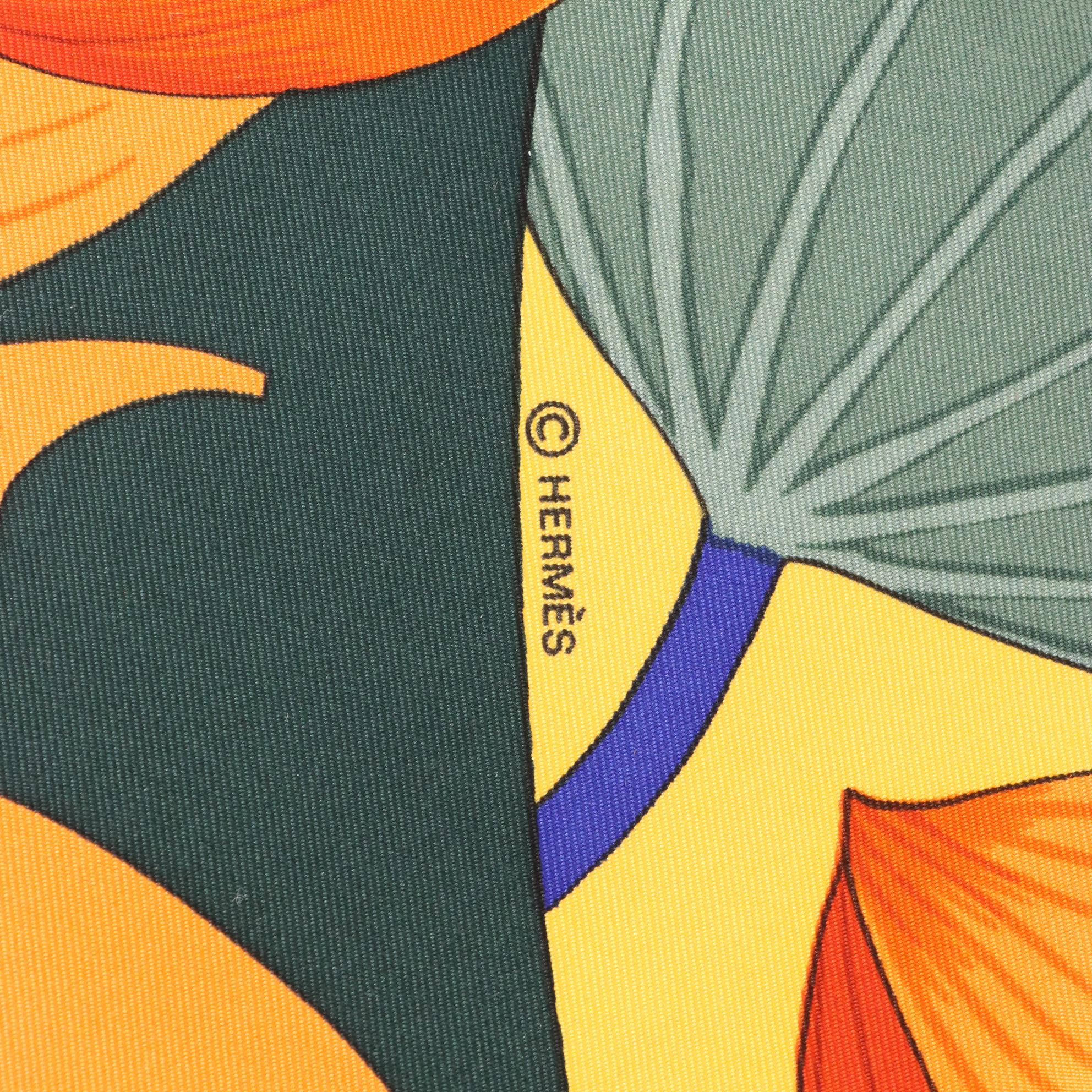 Hermès "Fleurs de Lotus" Scarf 90 in Silk Twill with Box