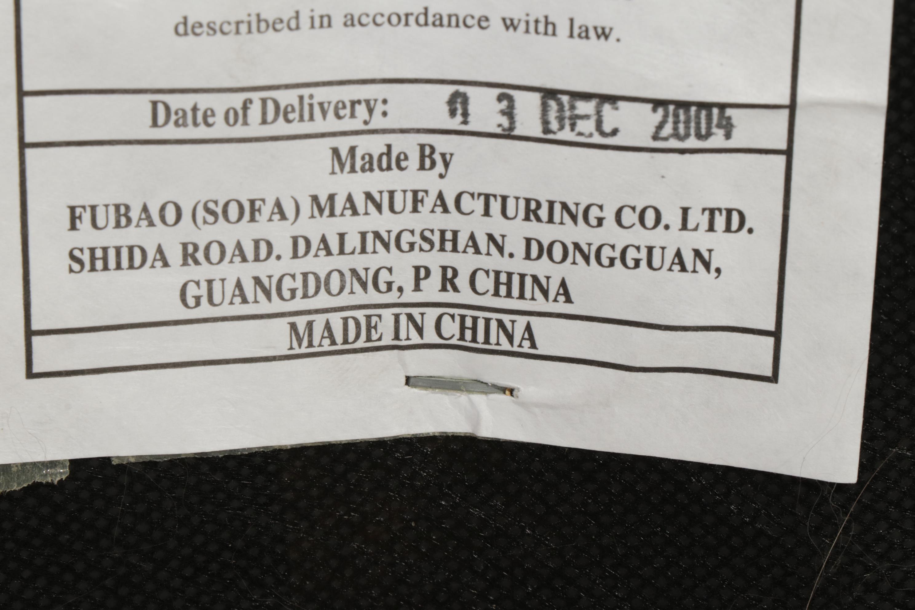 Fubao Modernist Style Black Faux Leather and Metal Sofa