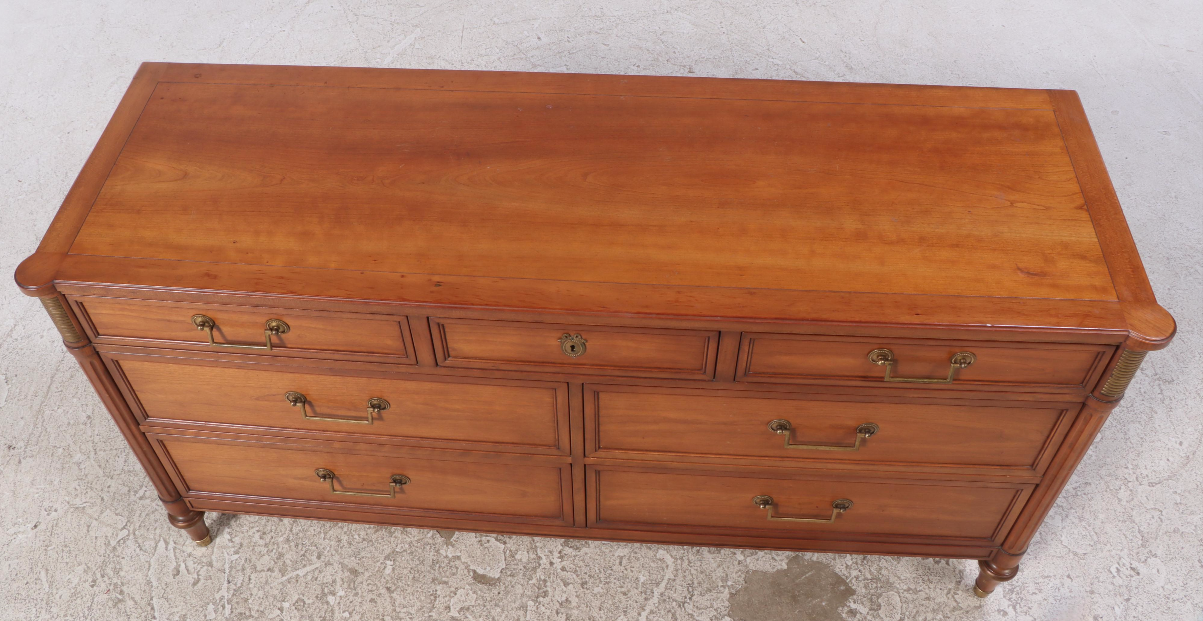 Kindel Louis XVI Style Brass-Mounted Cherrywood Seven-Drawer Chest