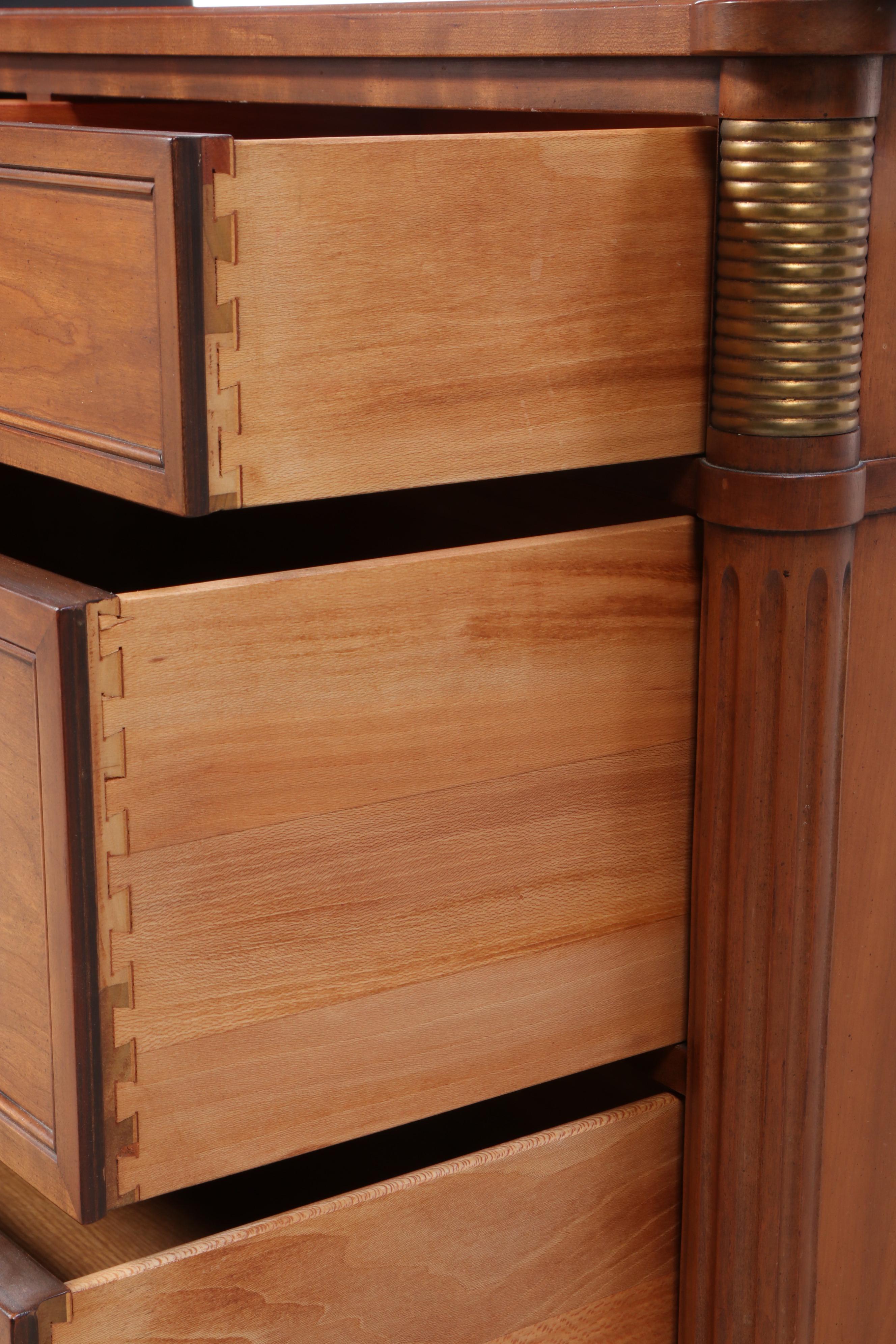 Kindel Louis XVI Style Brass-Mounted Cherrywood Seven-Drawer Chest