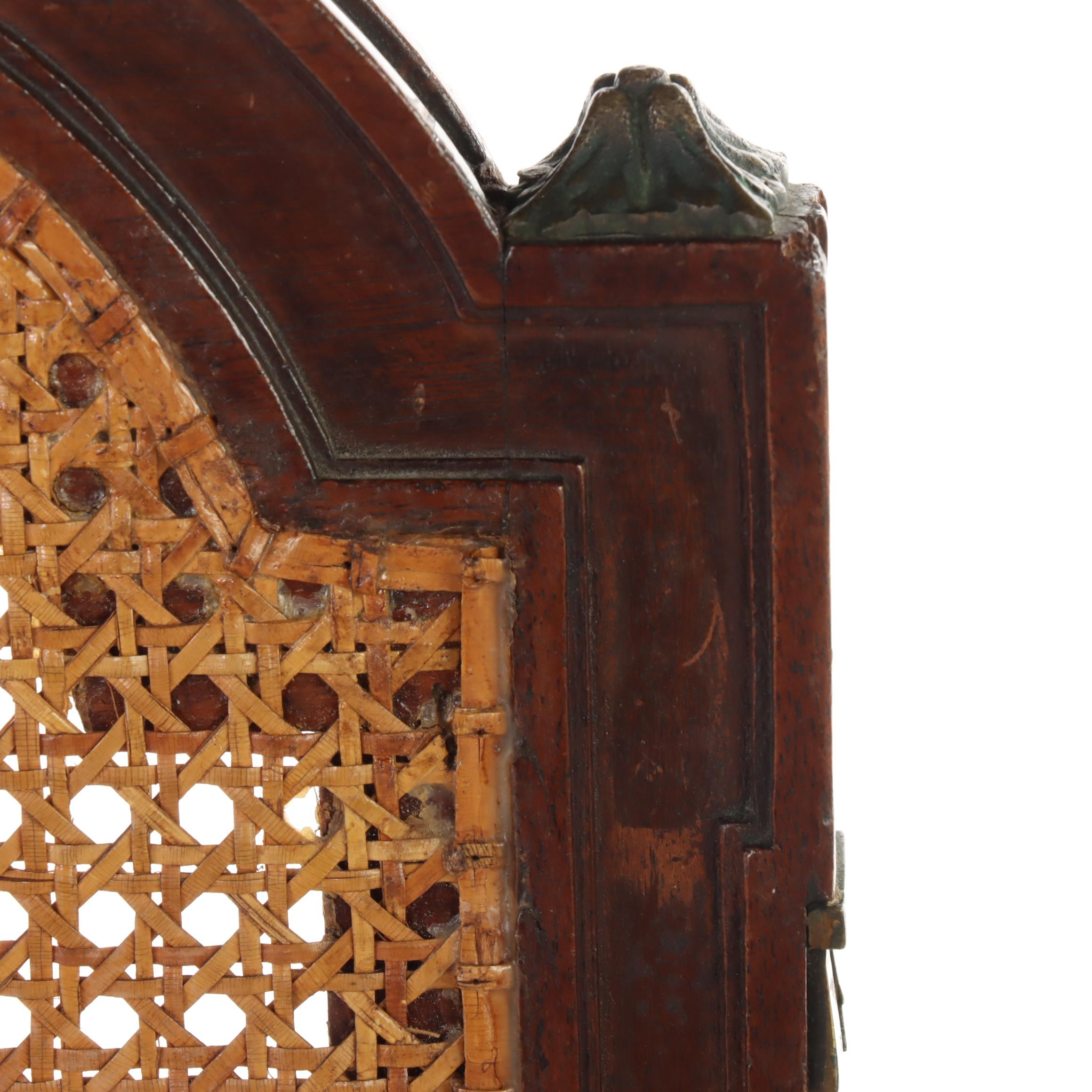 Pair of Louis XVI Style Gilt Metal-Mounted Walnut and Caned Salon Chairs