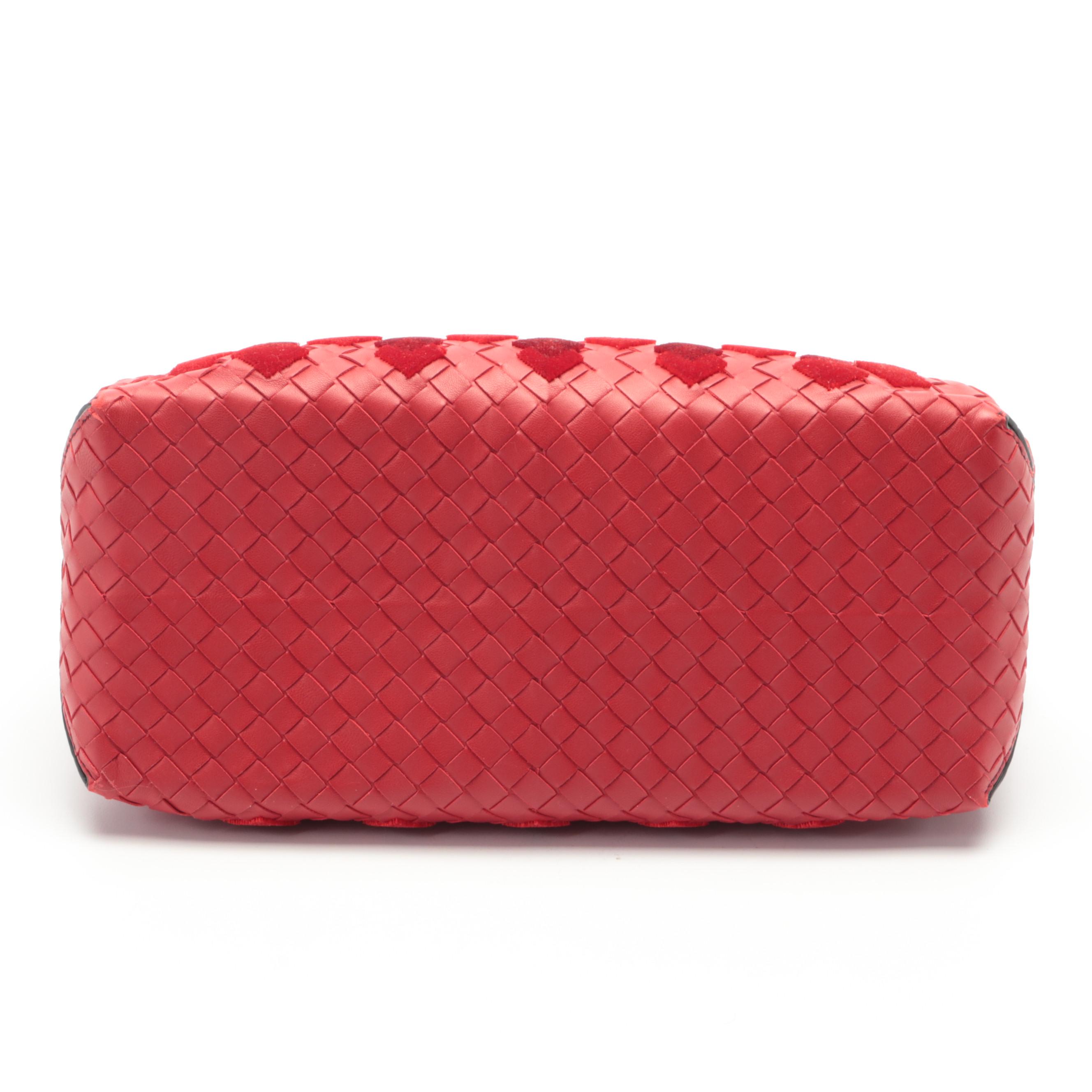 Bottega Veneta Napoli Medium Tote in Red Intrecciato Leather with Tufted Detail