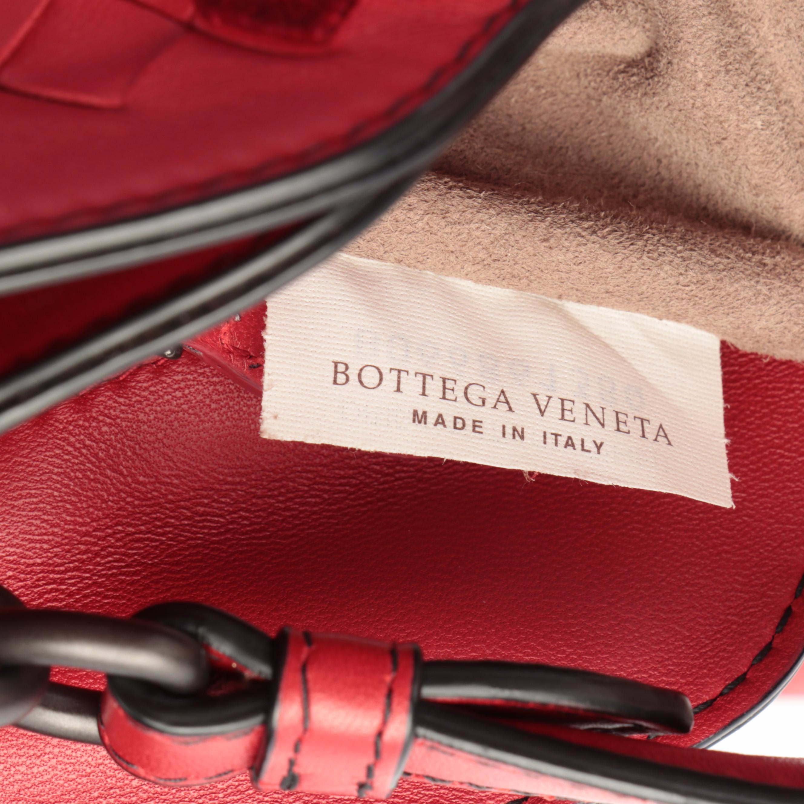 Bottega Veneta Napoli Medium Tote in Red Intrecciato Leather with Tufted Detail