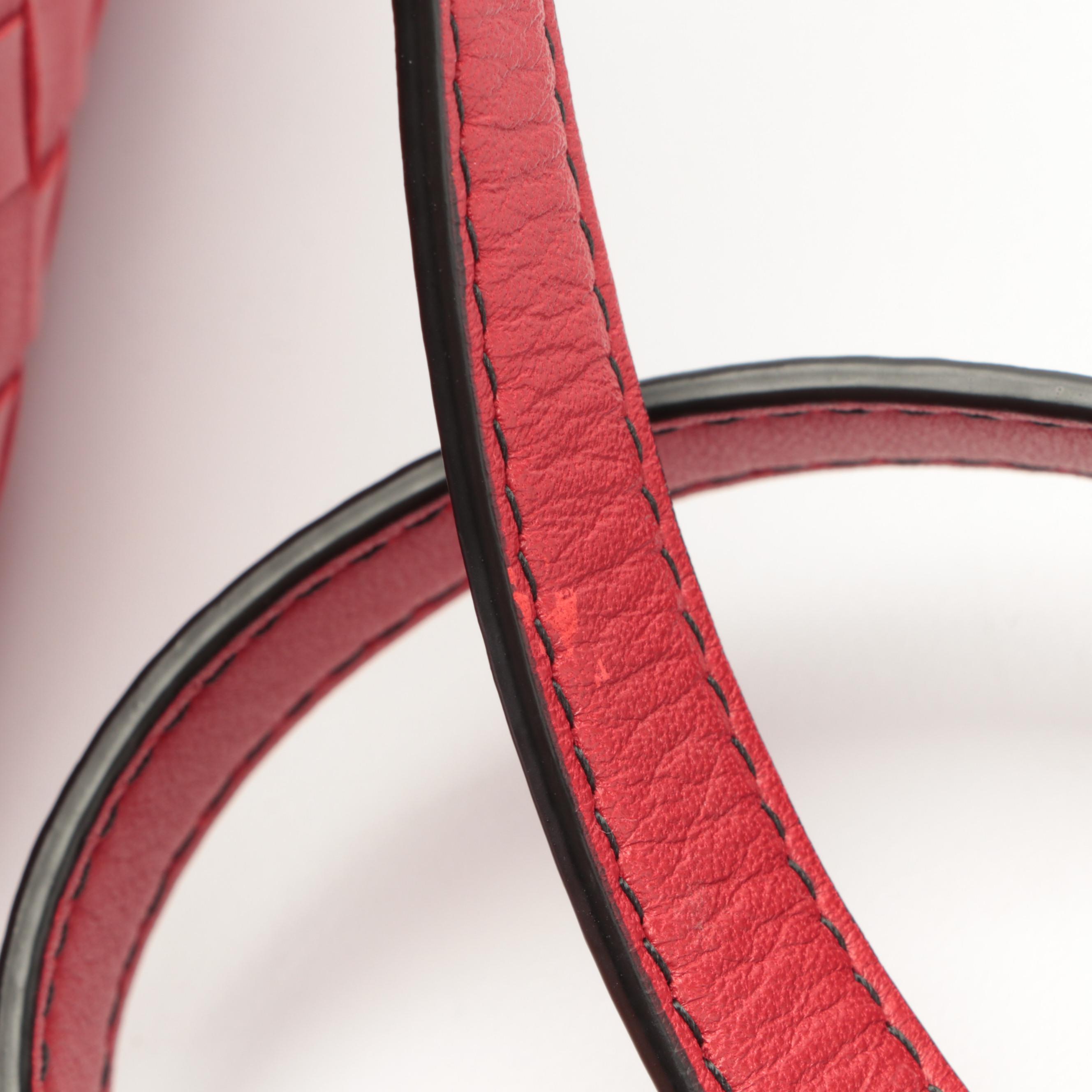 Bottega Veneta Napoli Medium Tote in Red Intrecciato Leather with Tufted Detail