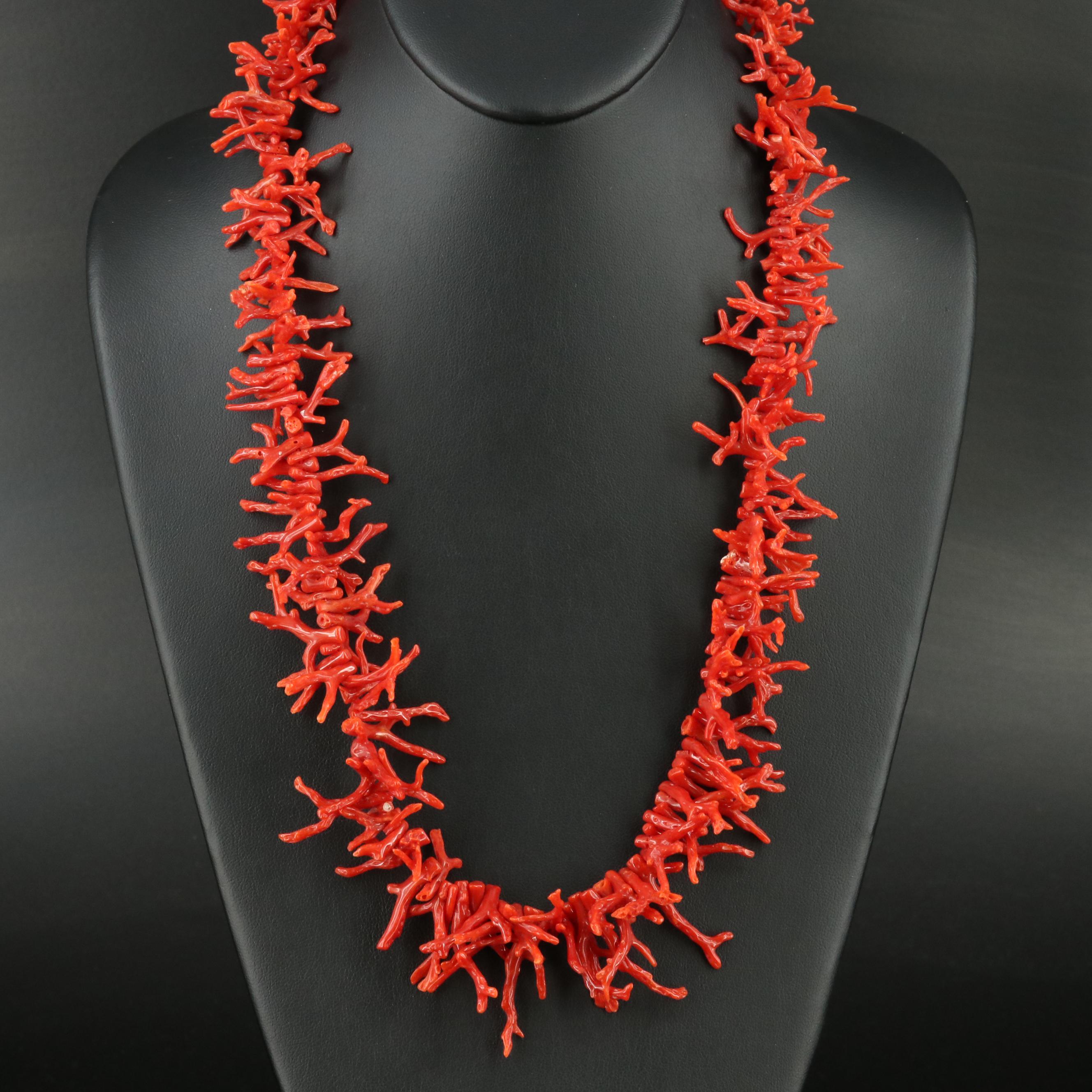 Graduated Branch Coral Fringe Necklace with 14K Gold