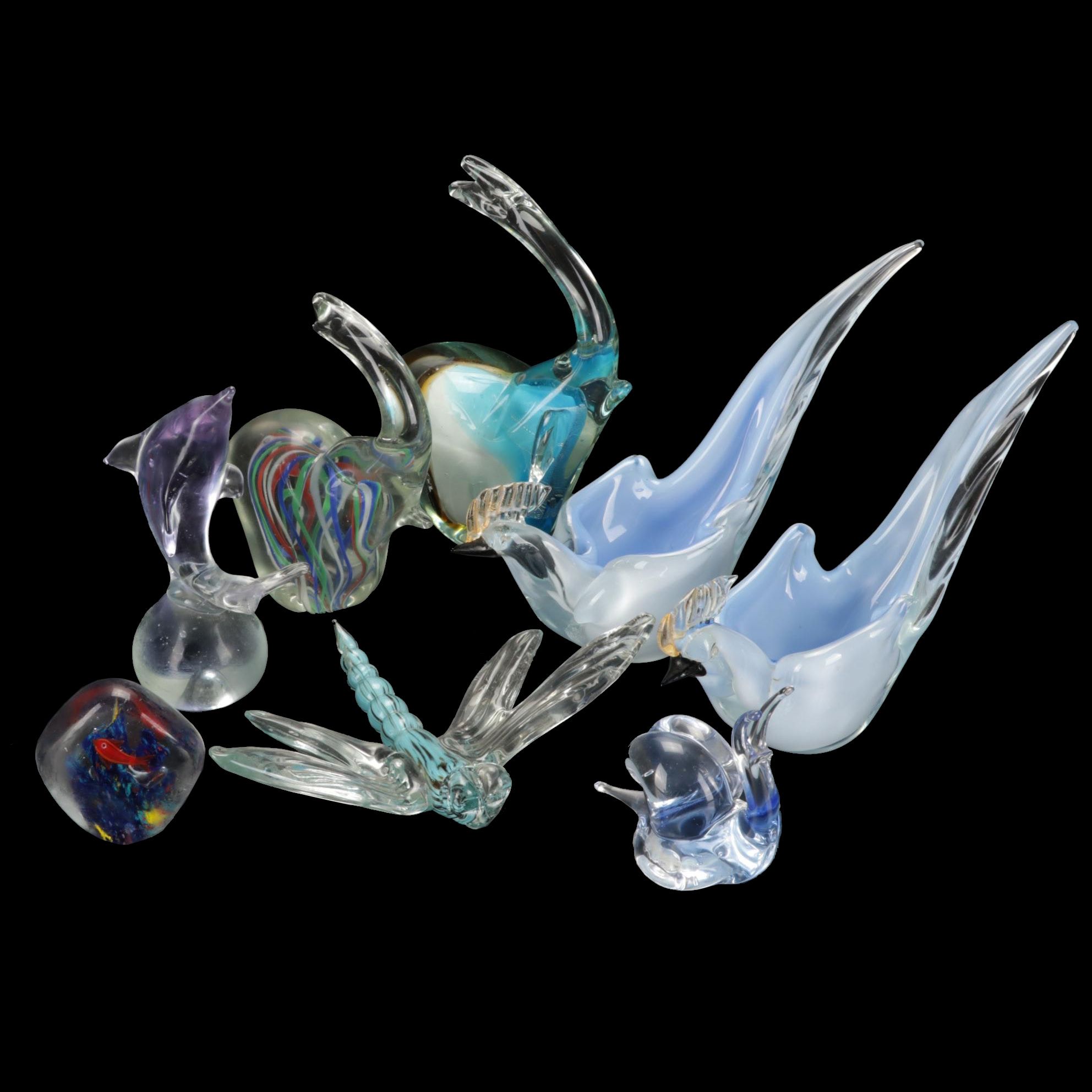 V. Nason & C Murano Snail with Other Art Glass Animals