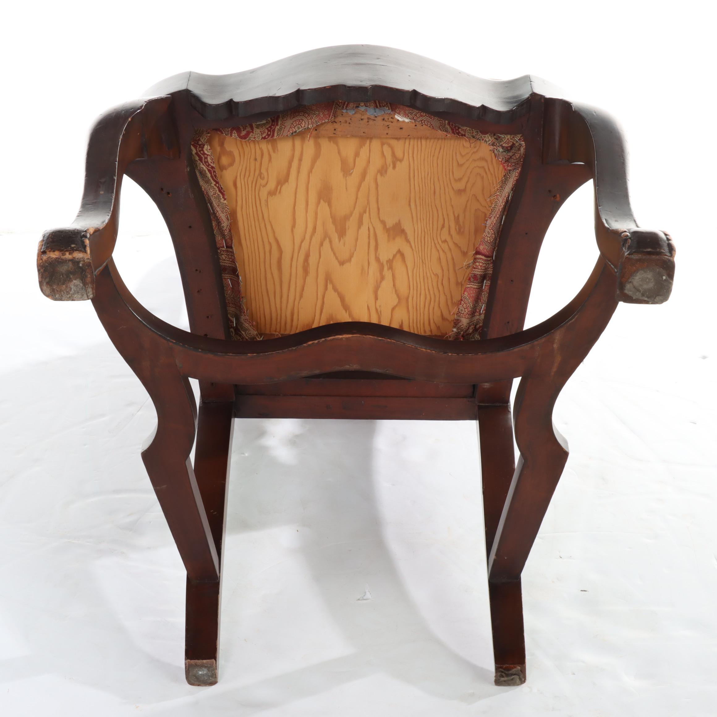 Baroque Style Carved Mahogany Side Chair, 20th Century