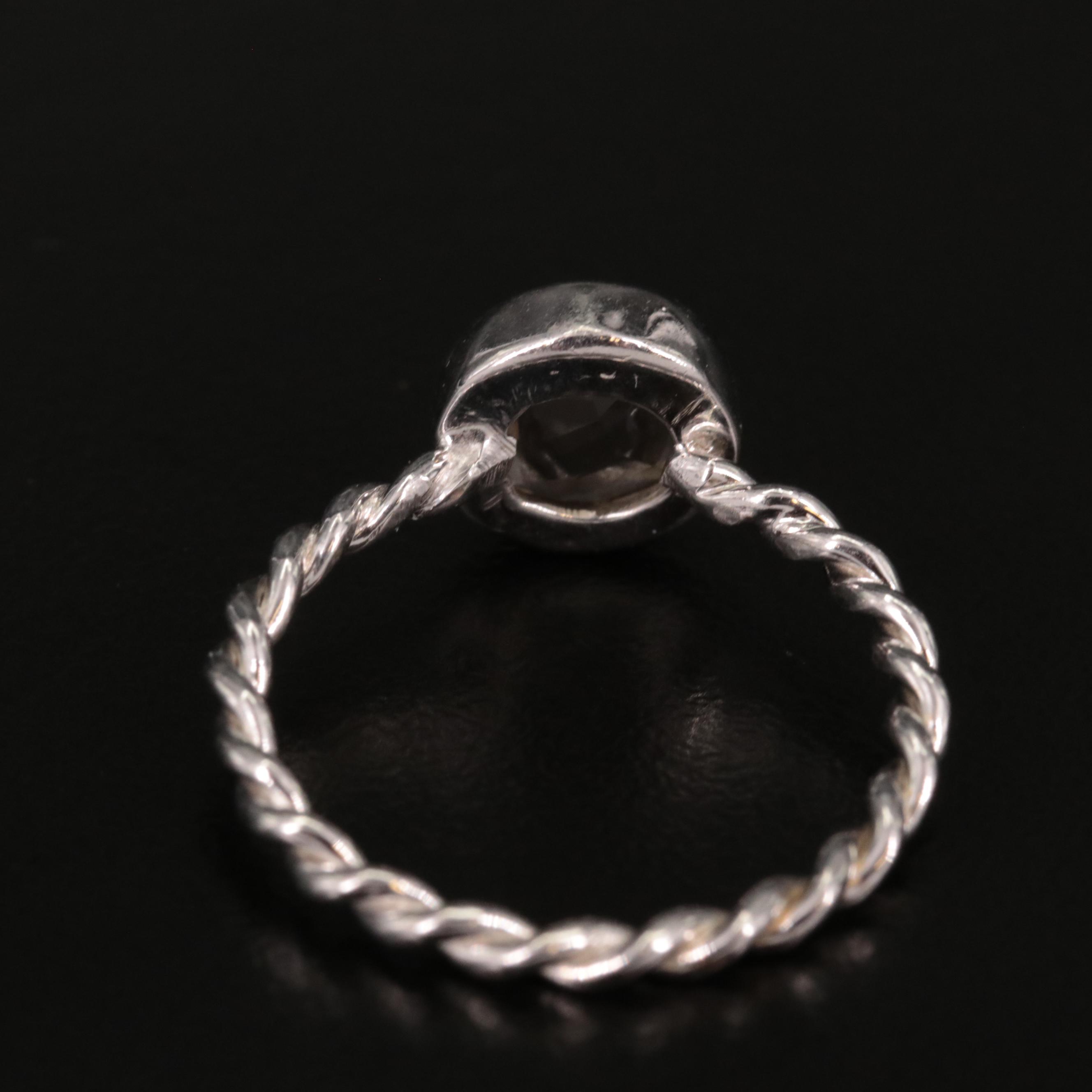 Sterling Smoky Quartz Twisted Band Ring