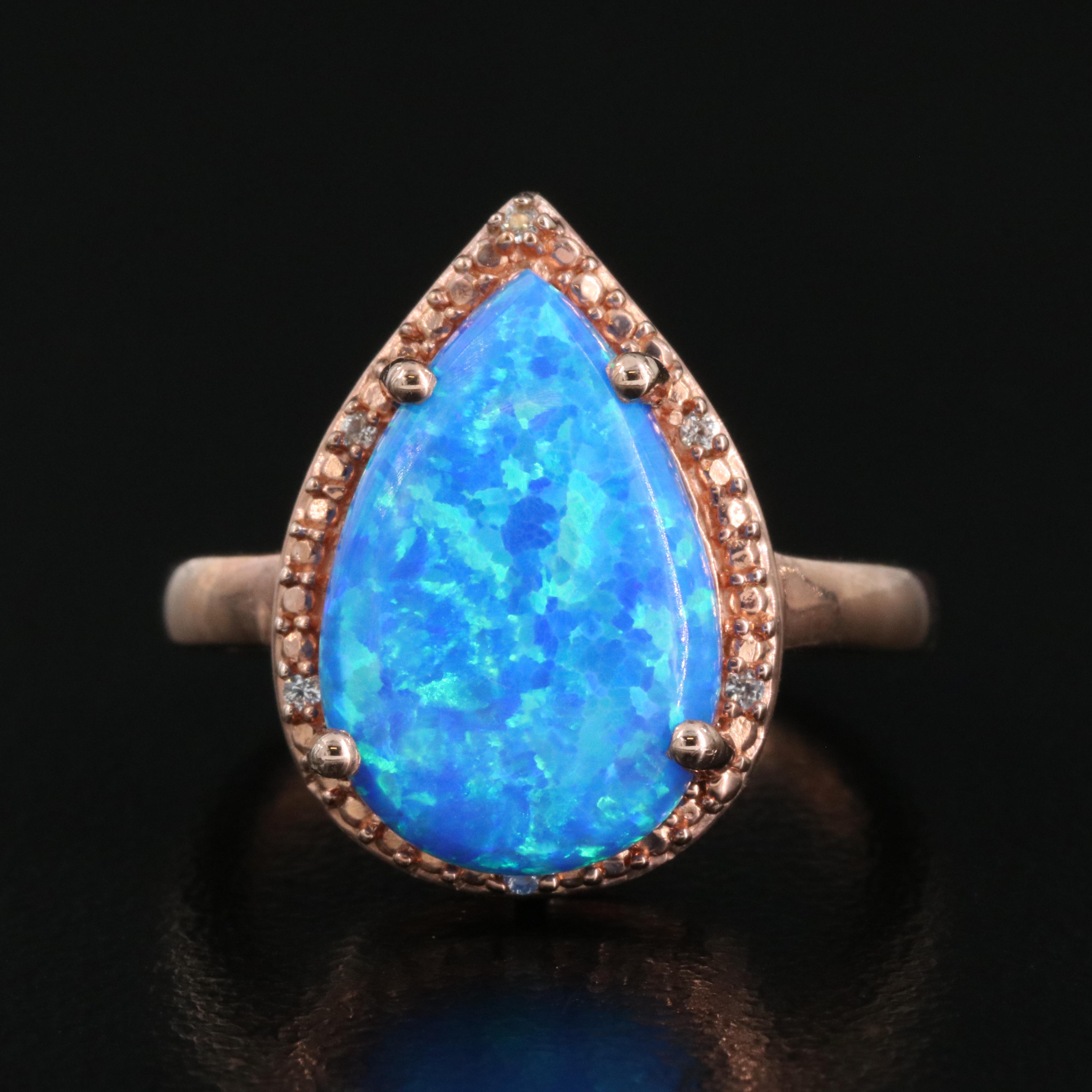 Sterling Opal and Sapphire Ring