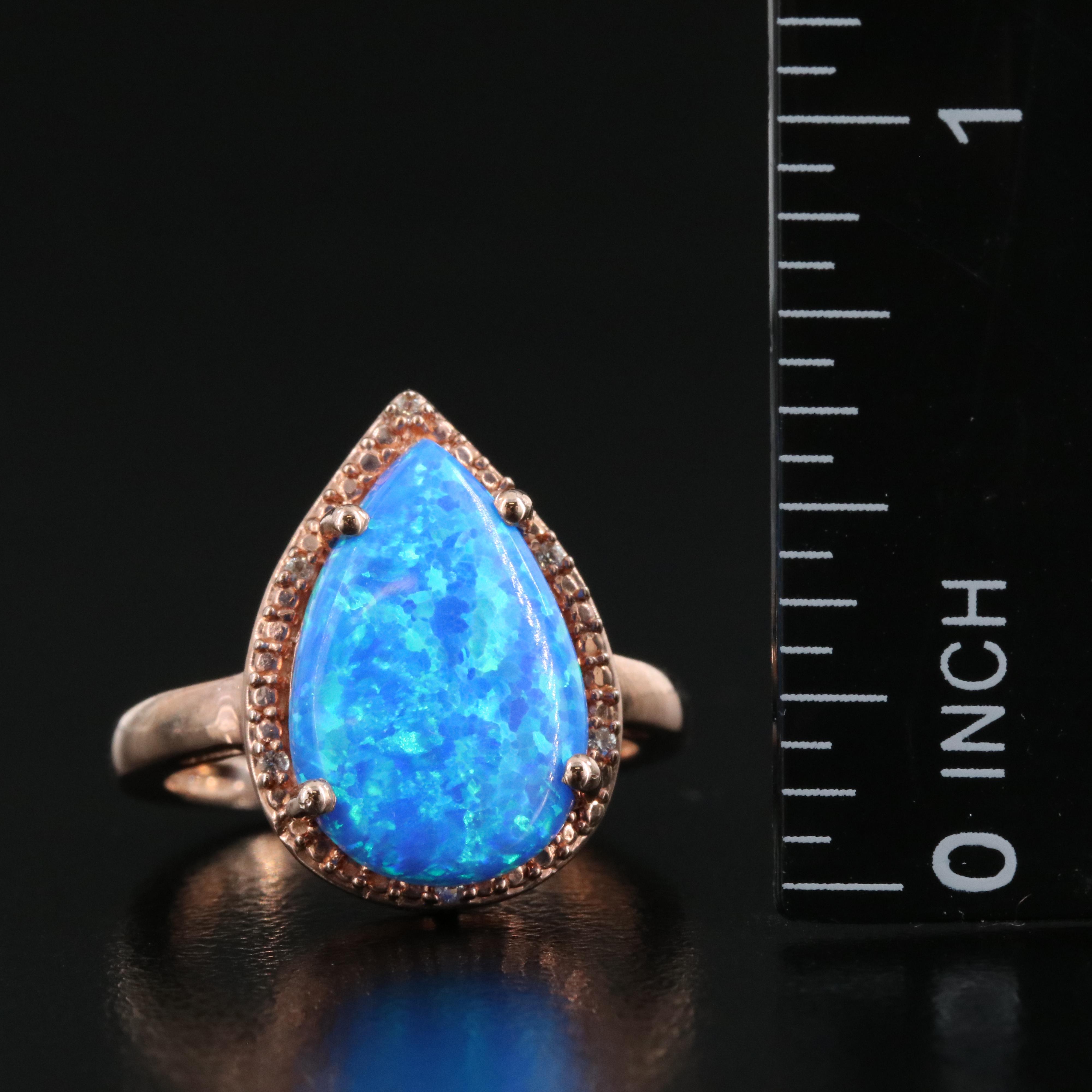 Sterling Opal and Sapphire Ring