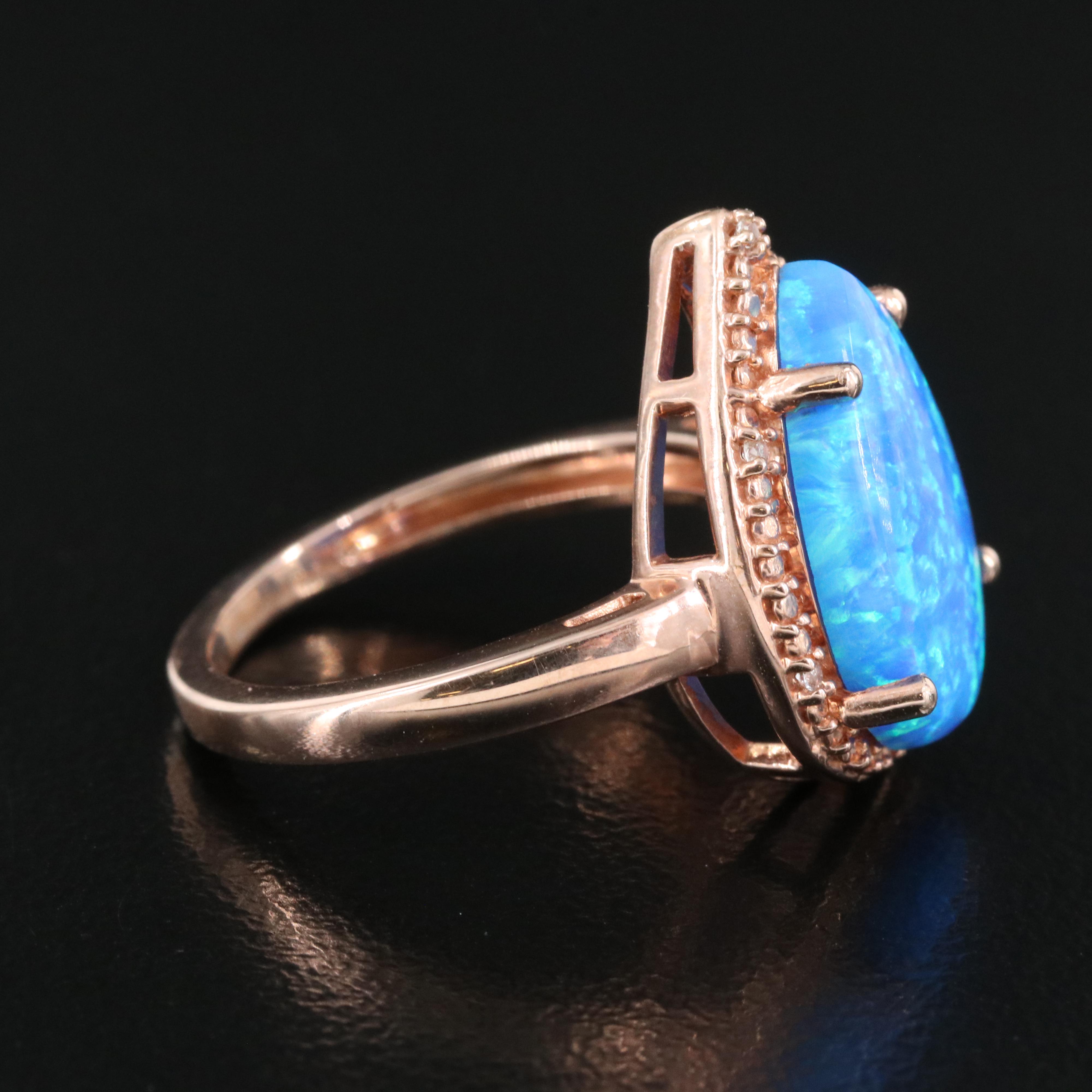 Sterling Opal and Sapphire Ring