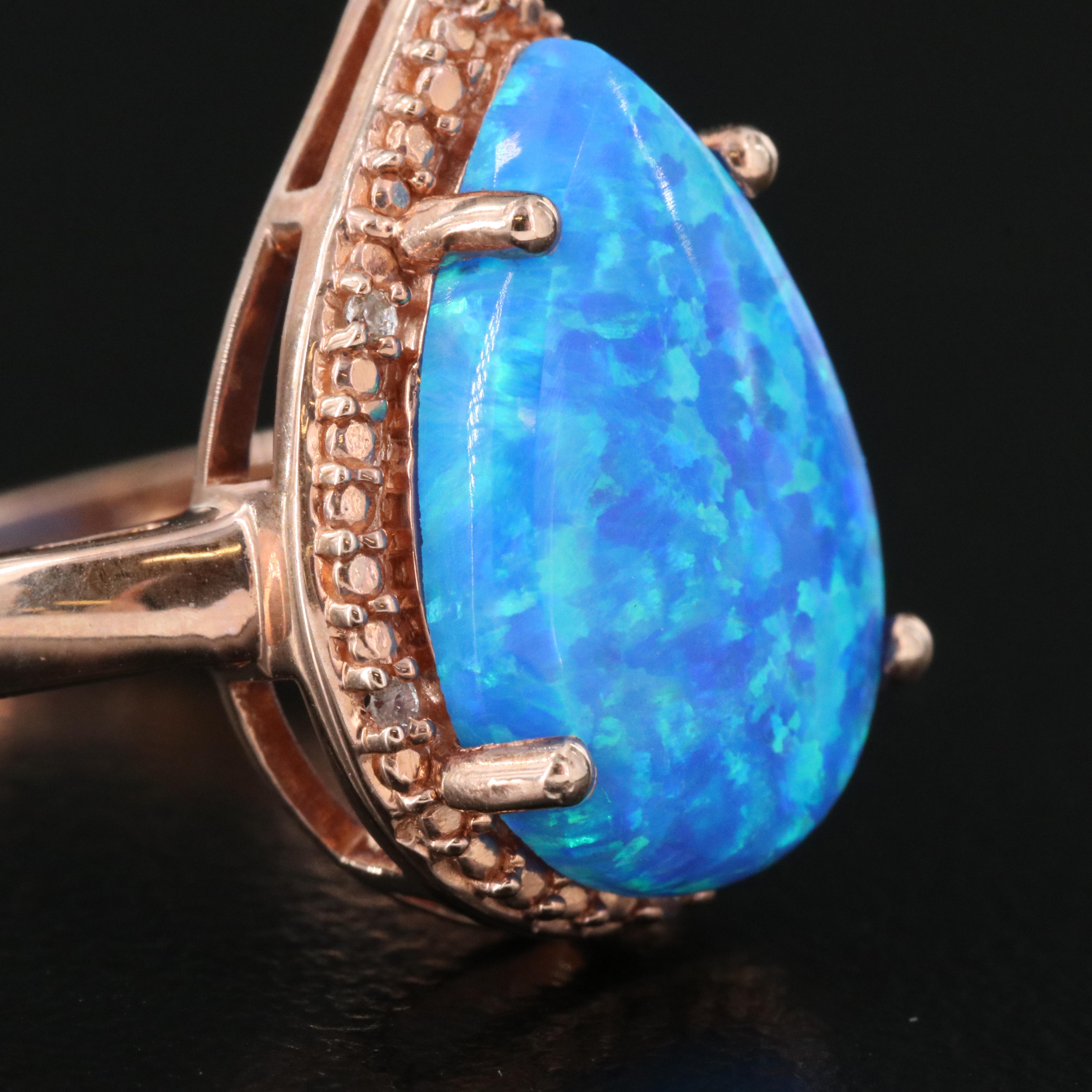 Sterling Opal and Sapphire Ring
