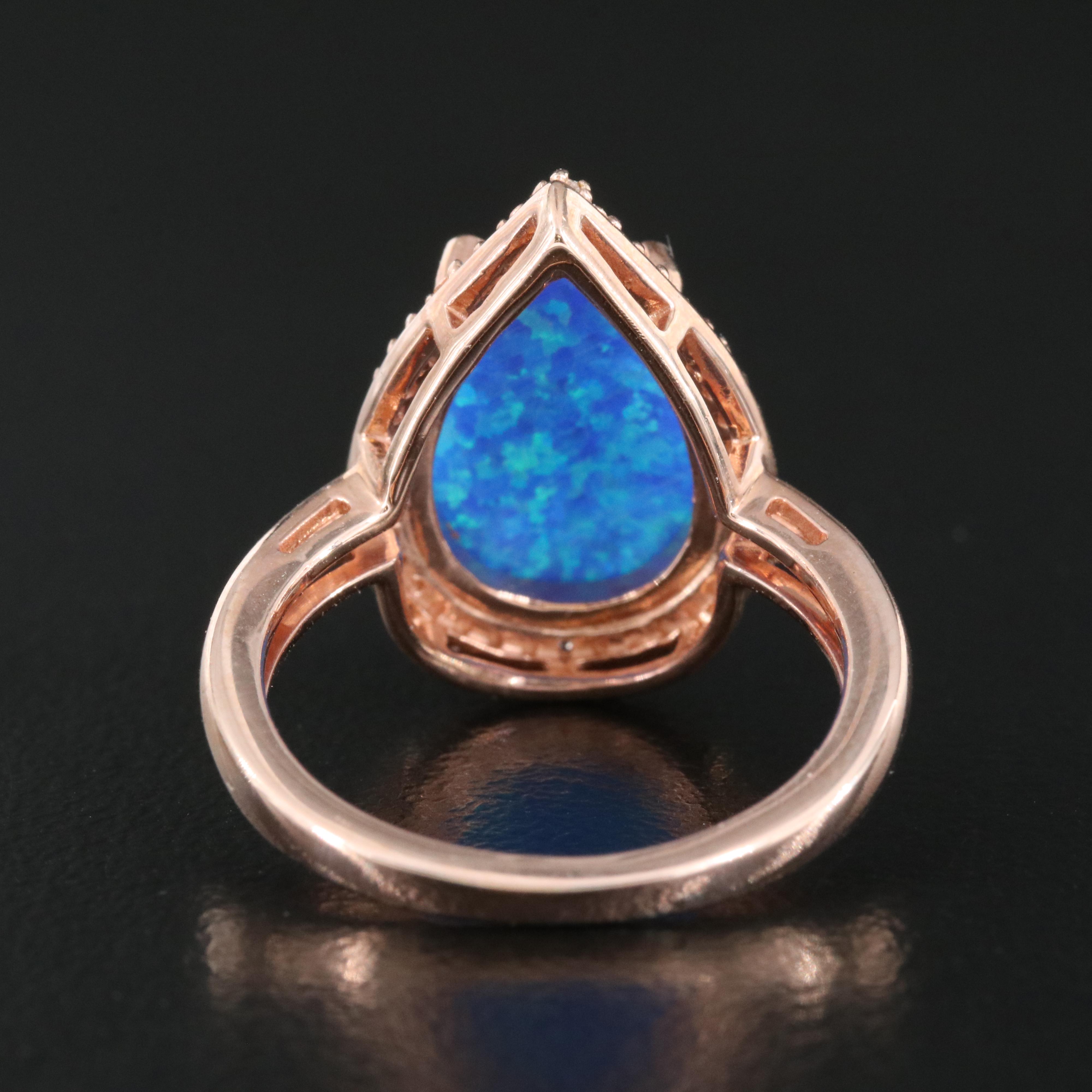 Sterling Opal and Sapphire Ring