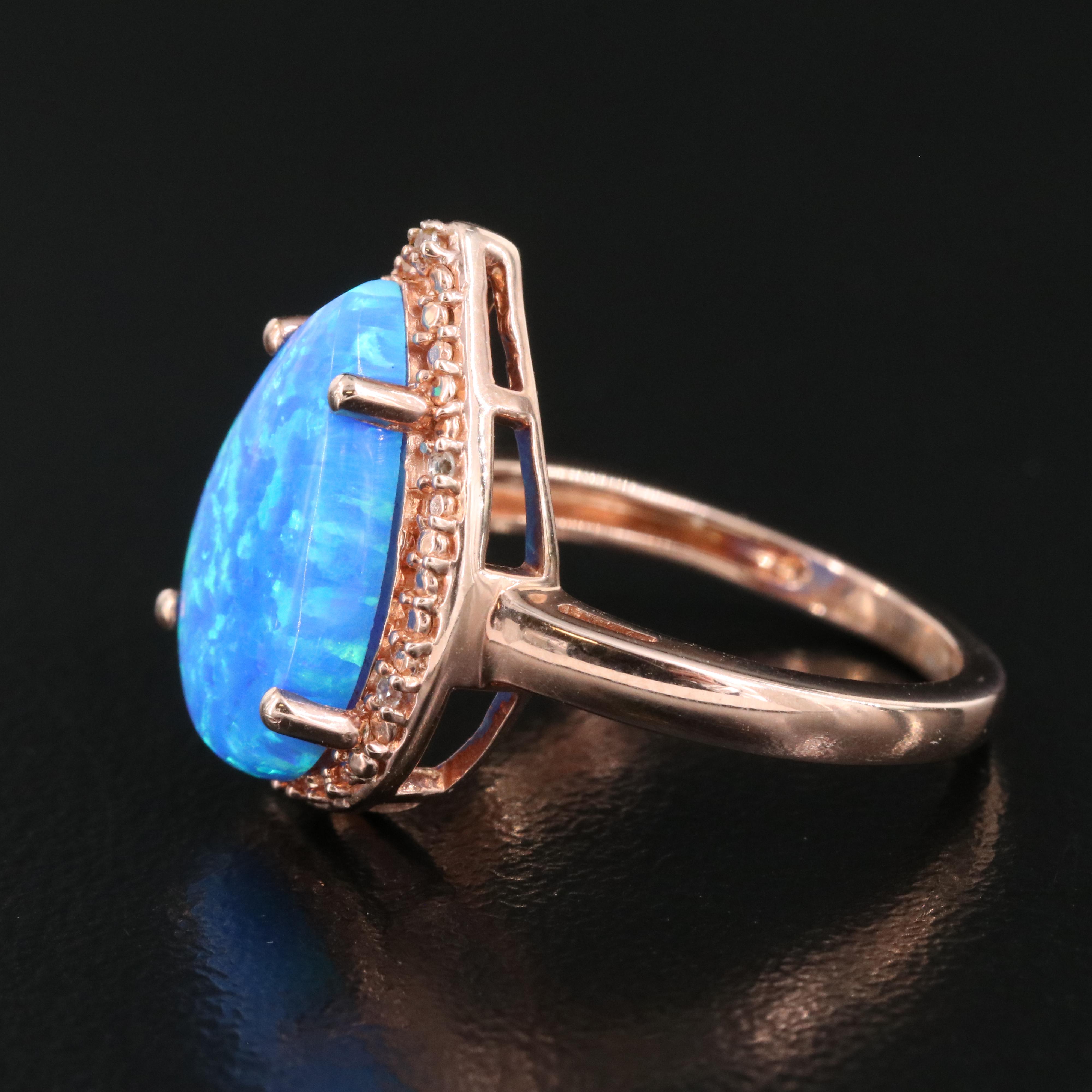 Sterling Opal and Sapphire Ring