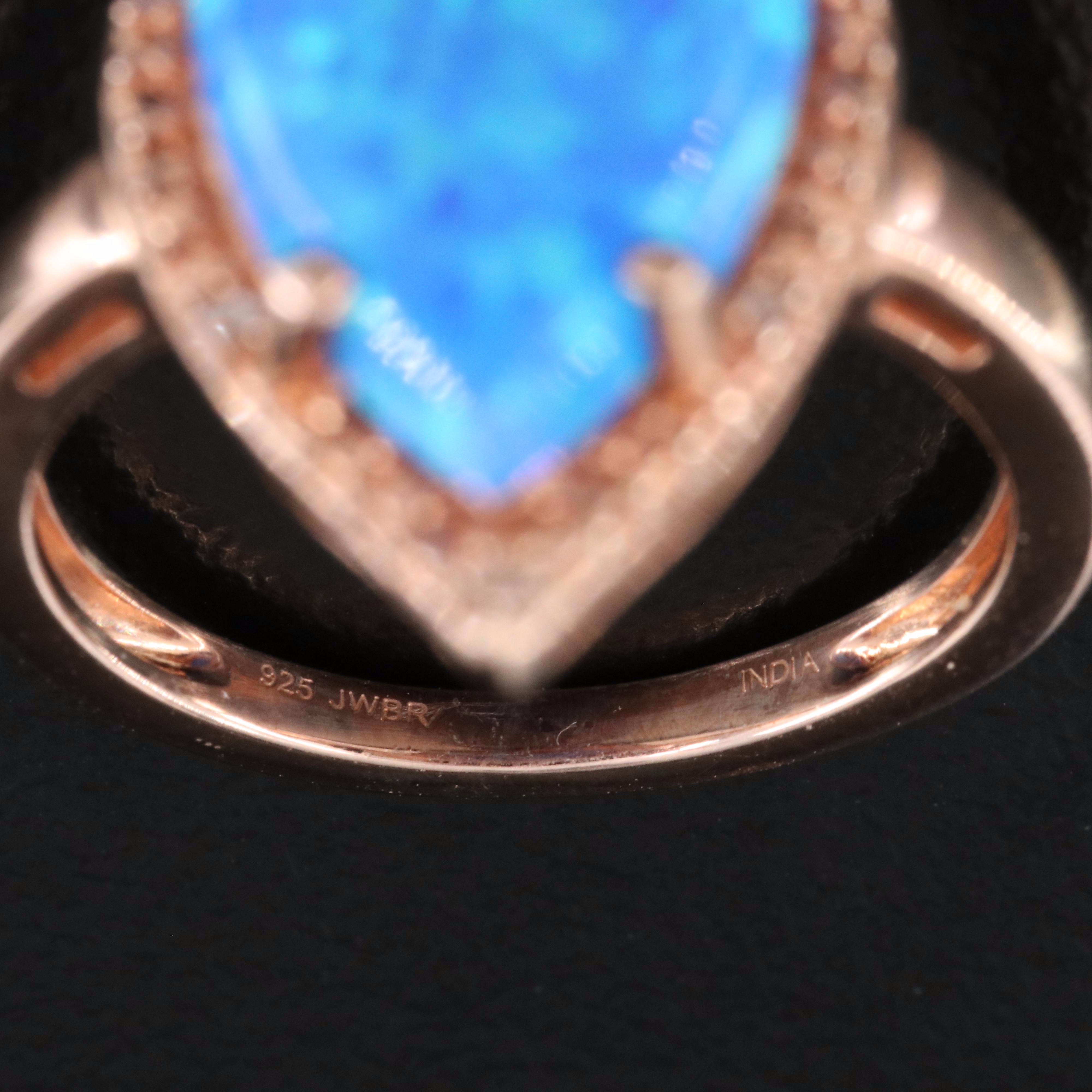 Sterling Opal and Sapphire Ring