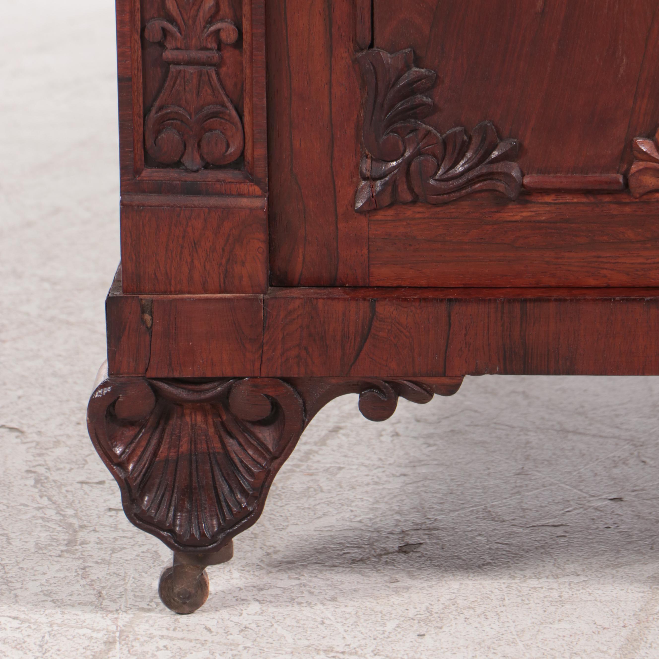 American Classical Rosewood and White Marble Washstand, circa 1830