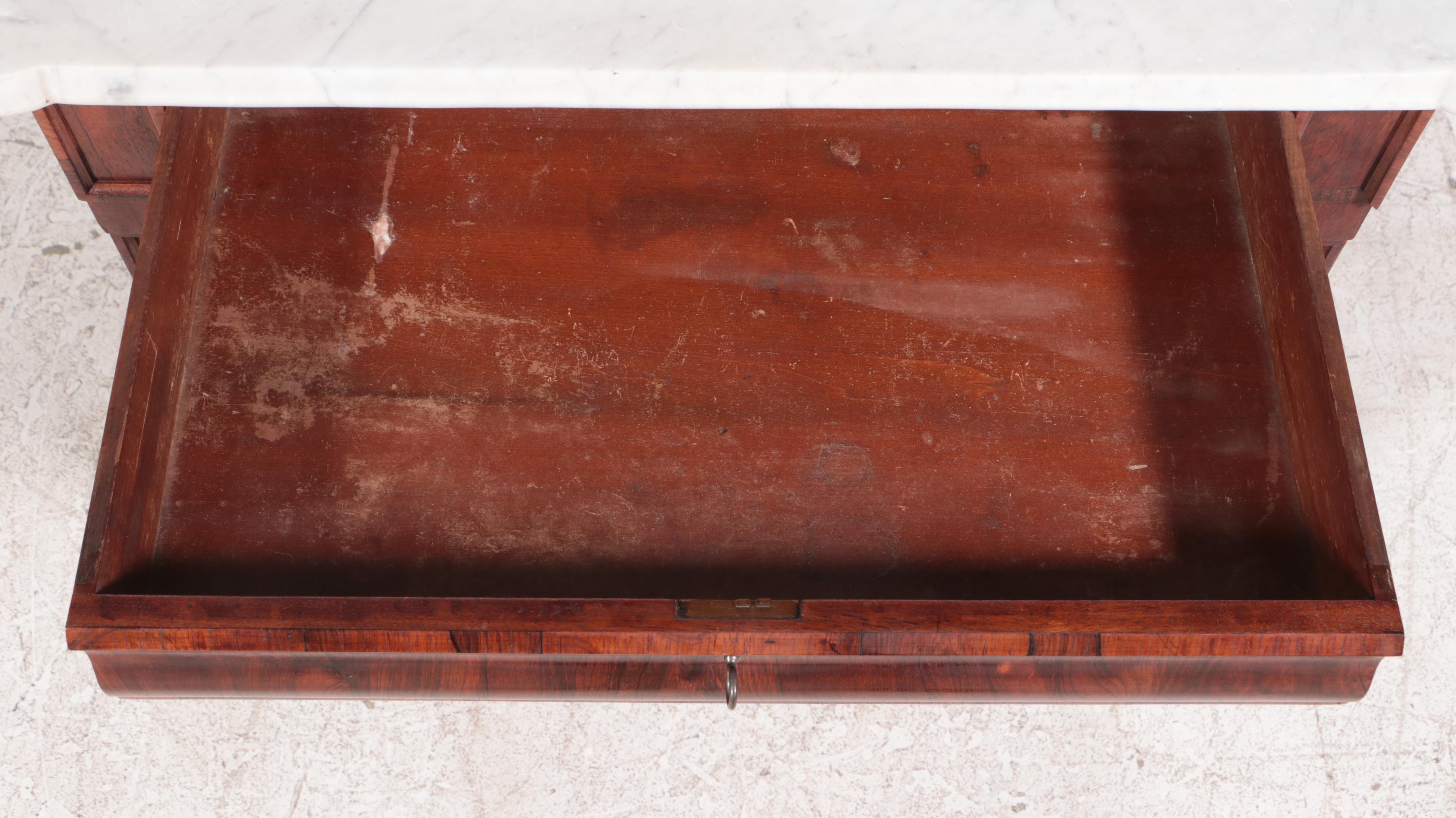 American Classical Rosewood and White Marble Washstand, circa 1830