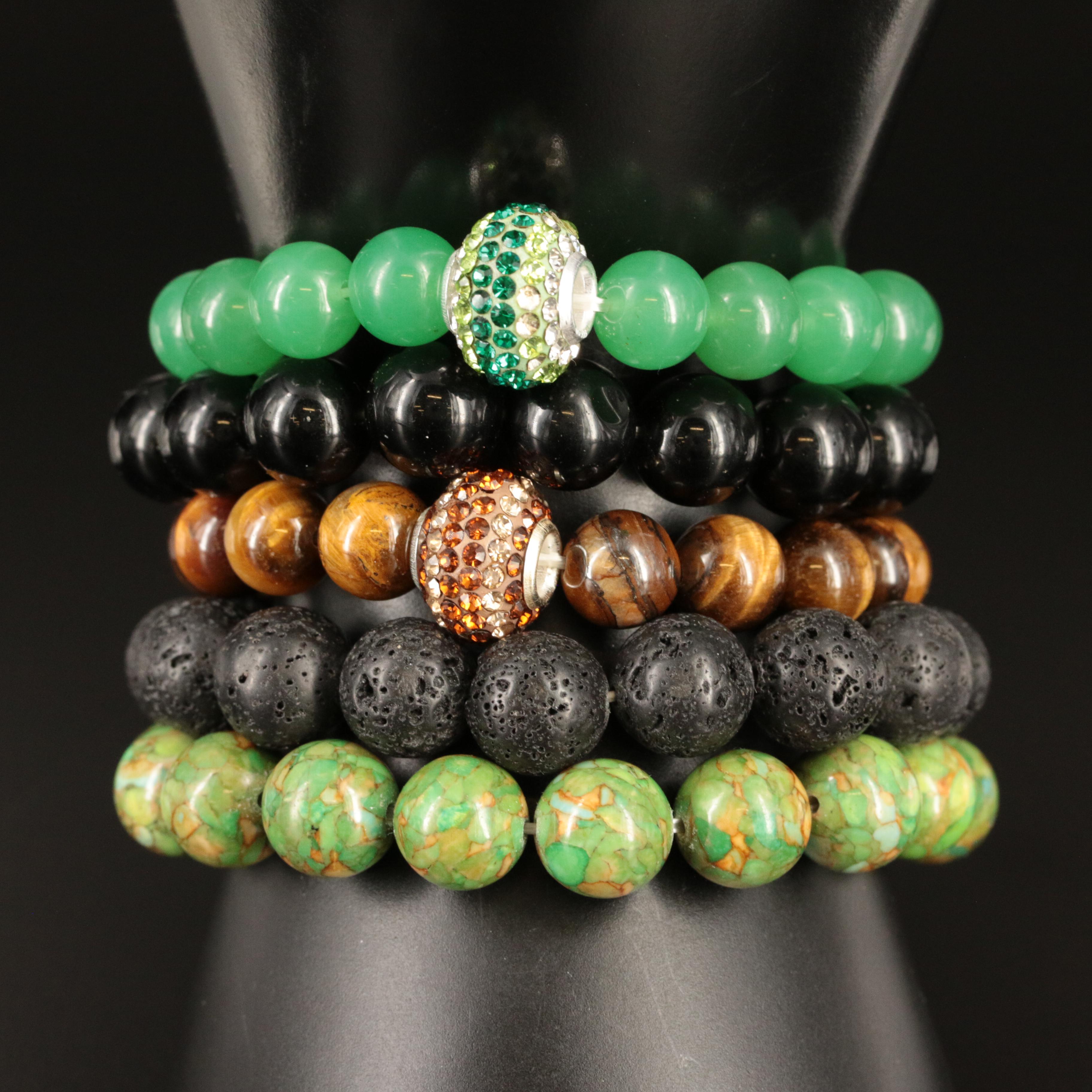 Lava, Tiger's Eye and Quartz Featured in Bracelet Collection